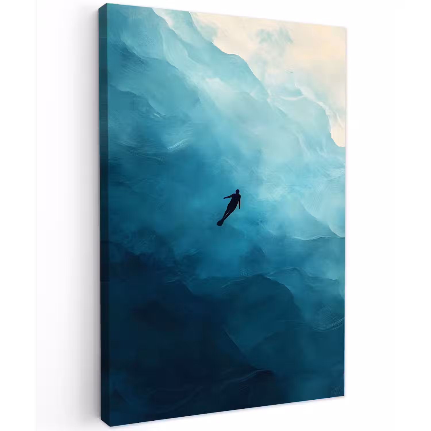 Zee - Silhouet - Abstract - Blauw Tuinposter op houten frame 2 cm dik klein -3d