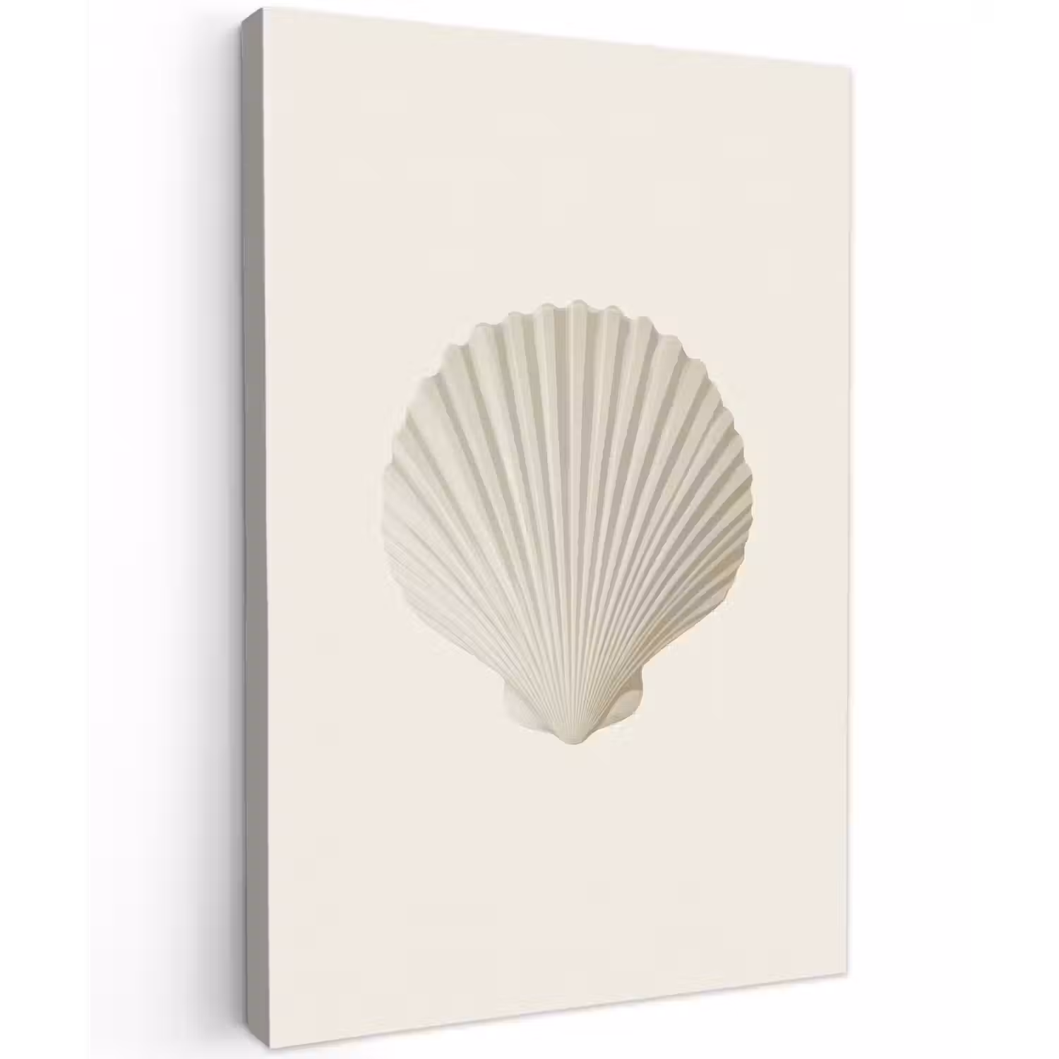 Schelp - Minimalistisch - Wit Tuinposter op houten frame 2 cm dik klein -3d