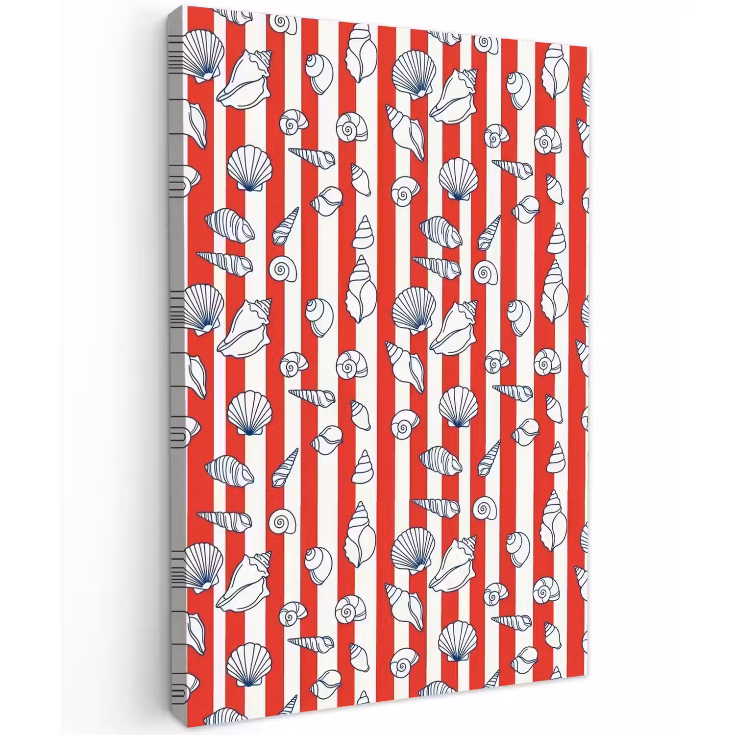 Schelp - Zeedieren - Zomer - Illustratie - Rood - Blauw Tuinposter op houten frame 2 cm dik klein -3d