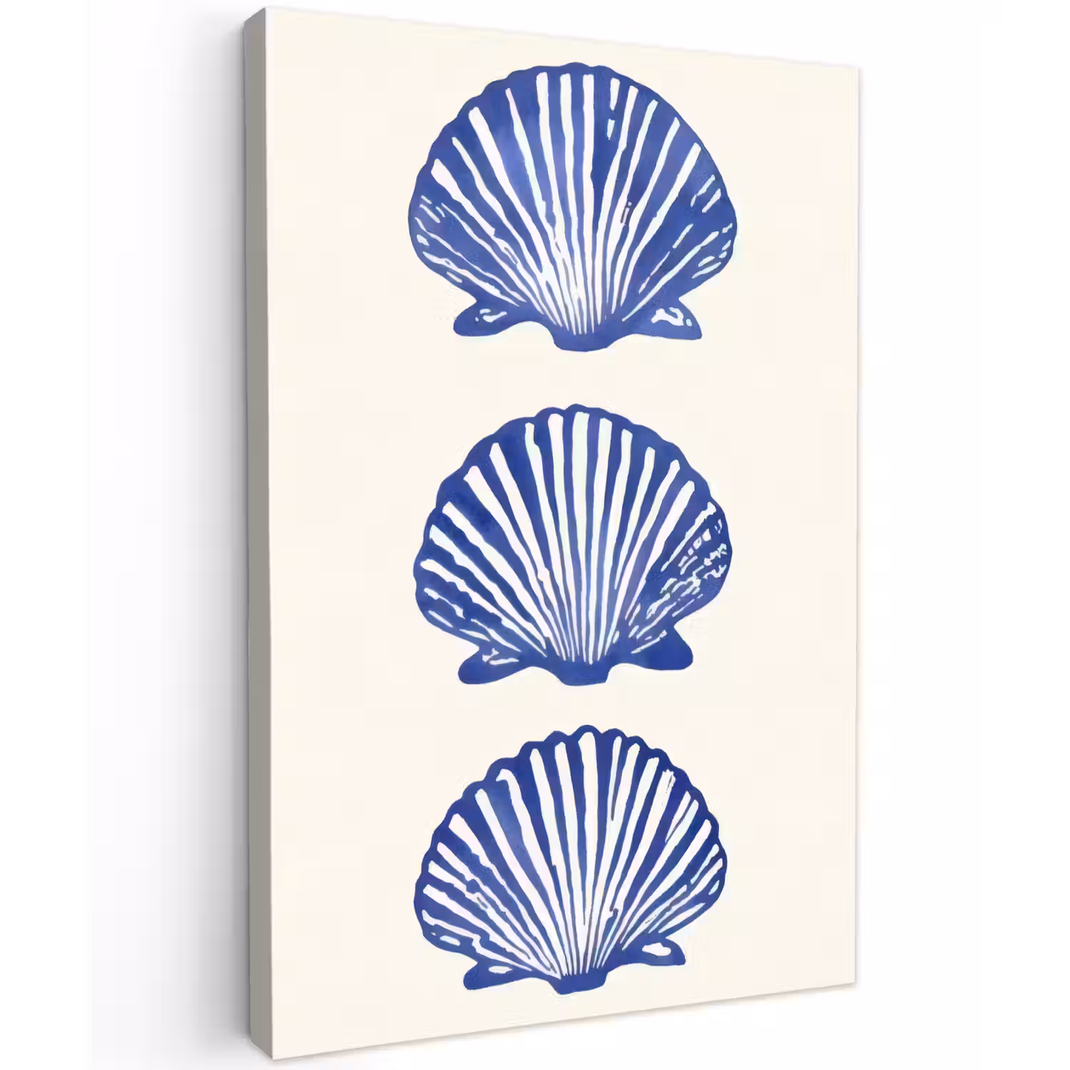 Schelpen - Blauw - Patroon Tuinposter op houten frame 2 cm dik klein -3d