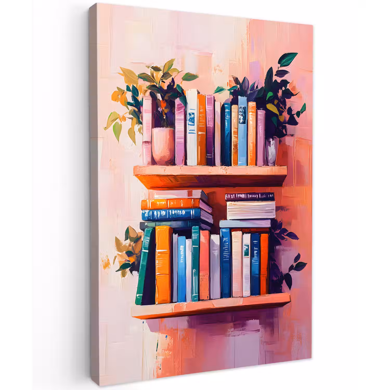 Planken - Boeken - Bladeren Tuinposter op houten frame 2 cm dik klein -3d