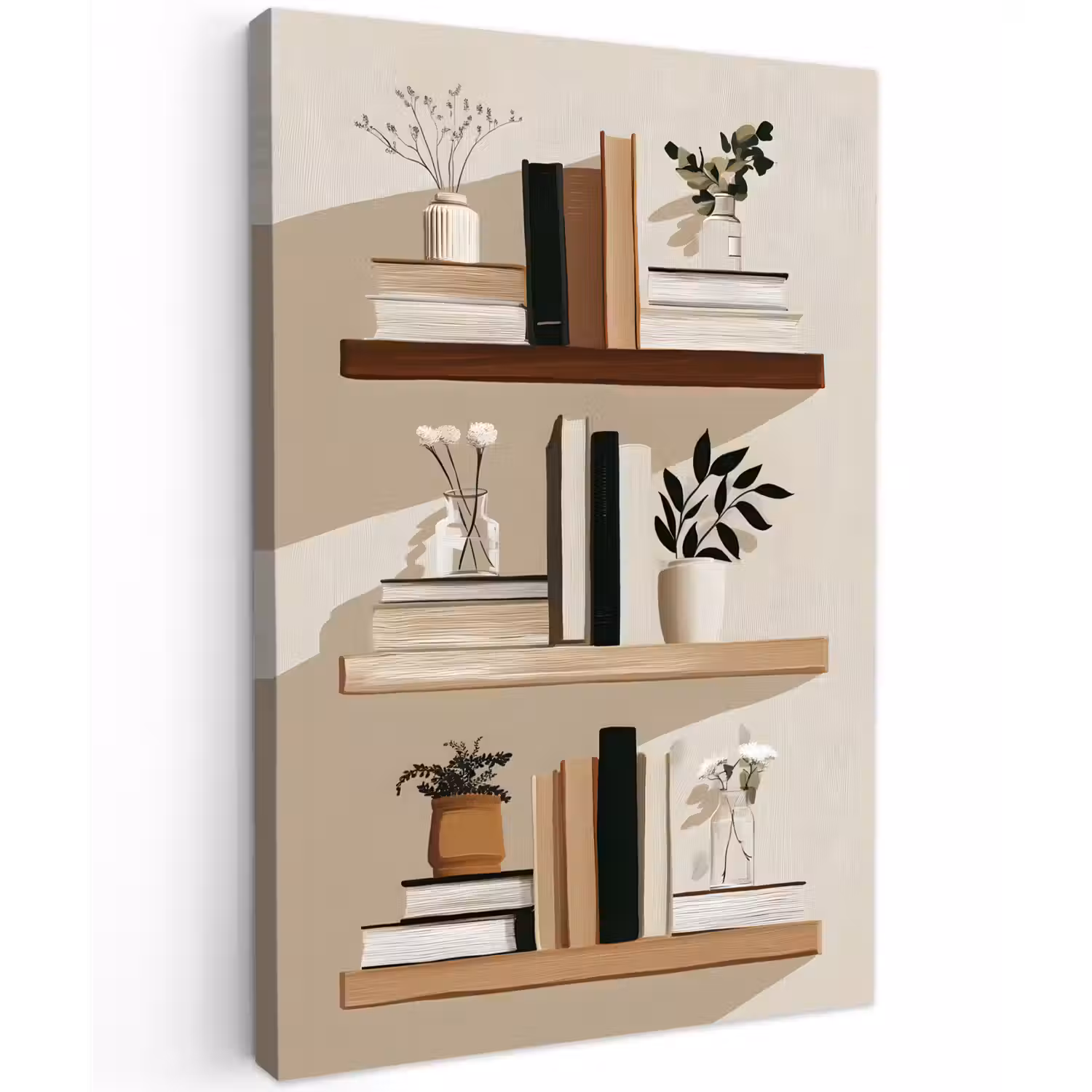 Plankjes - Boeken - Vaasjes - Planten Tuinposter op houten frame 2 cm dik klein -3d