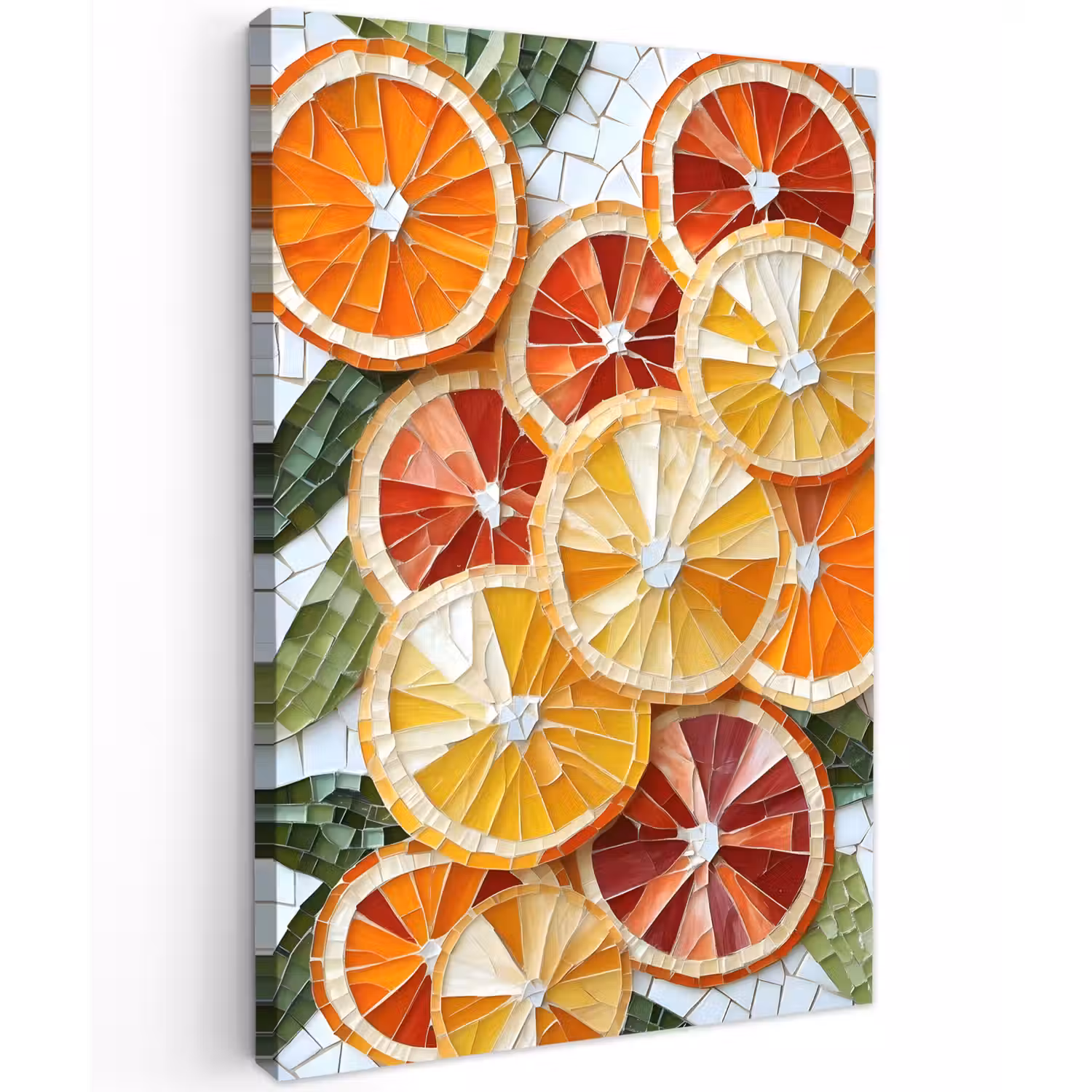 Schijfjes - Fruit - Oranje - Mozaïek Tuinposter op houten frame 2 cm dik klein -3d