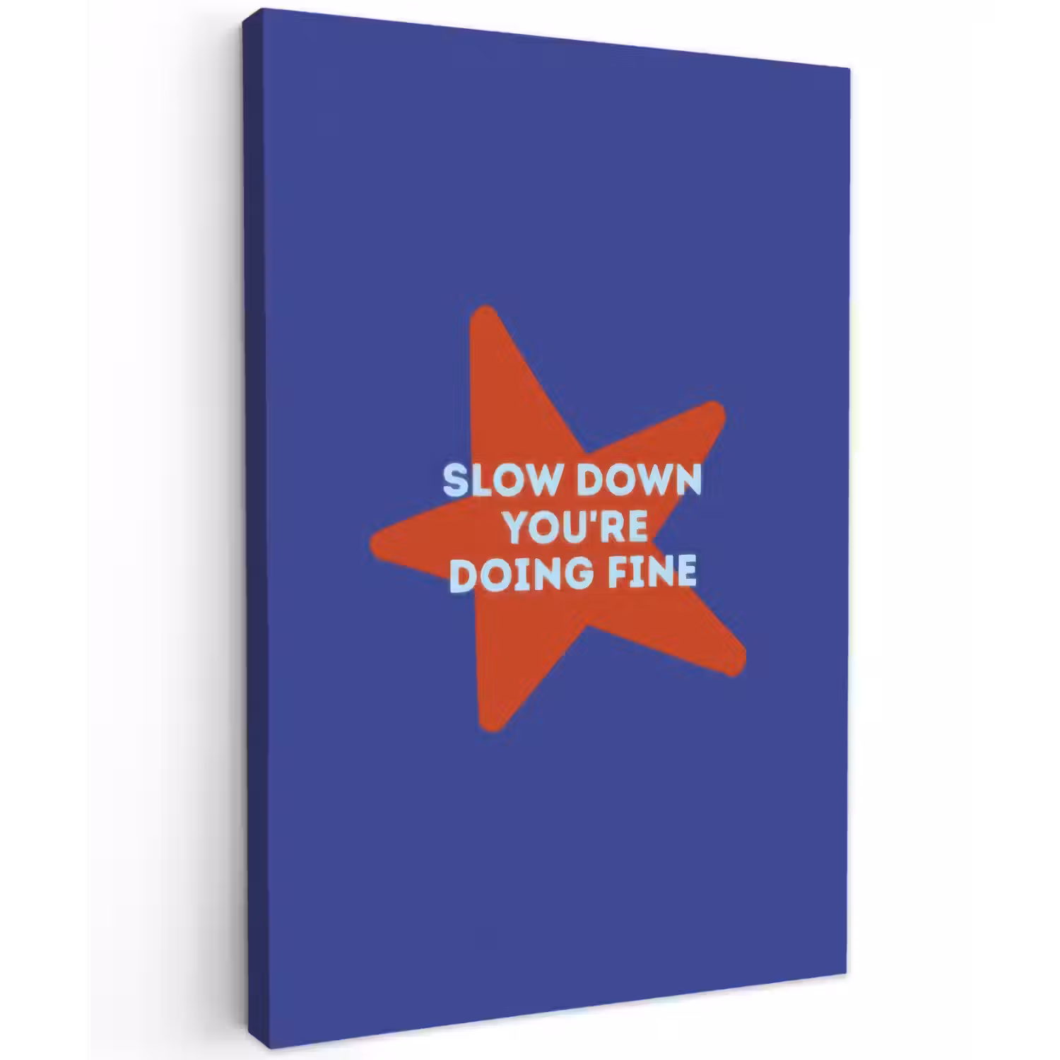 Slow down you're doing fine - Ster - Blauw Tuinposter op houten frame 2 cm dik klein -3d