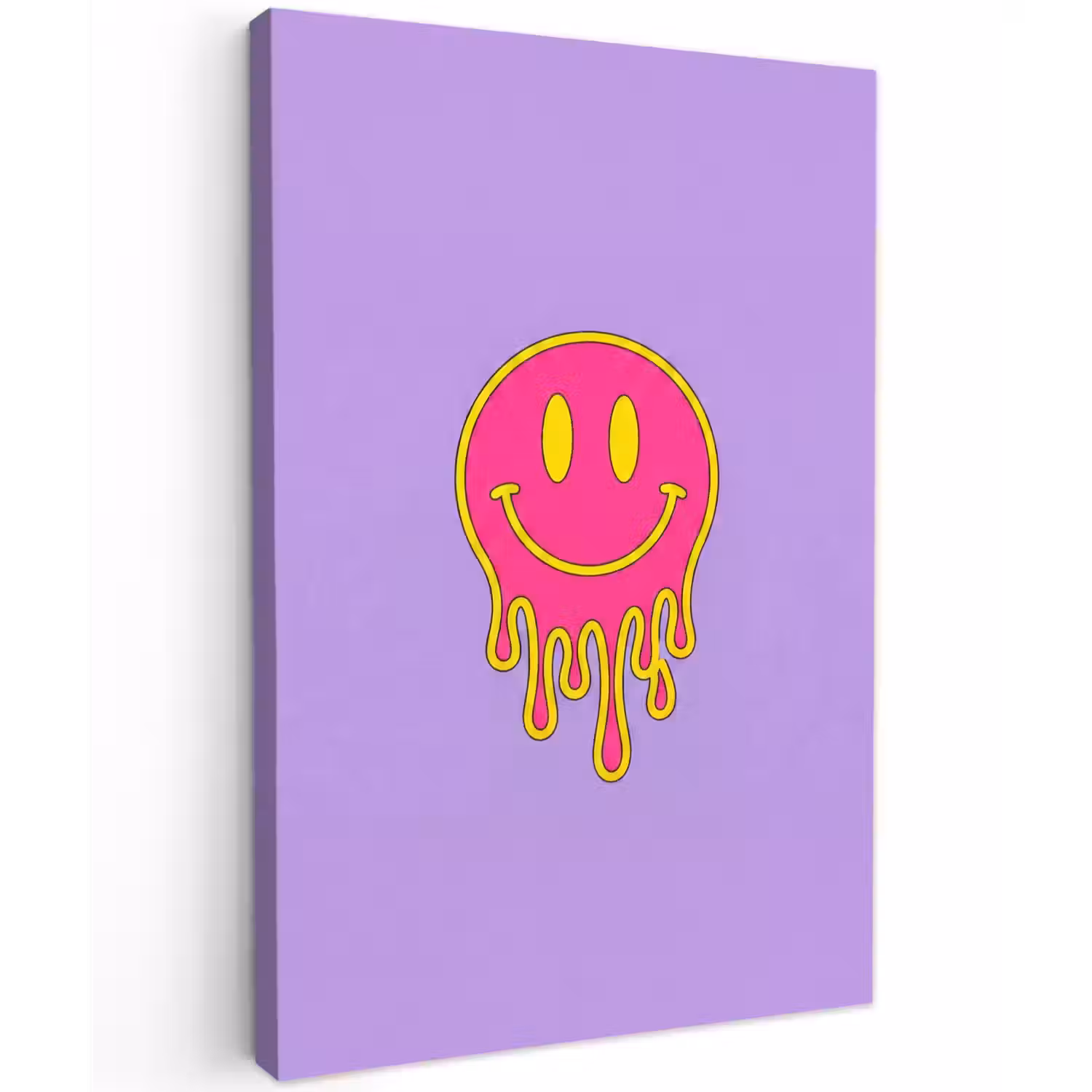 Smiley - Drip - Neon Tuinposter op houten frame 2 cm dik klein -3d