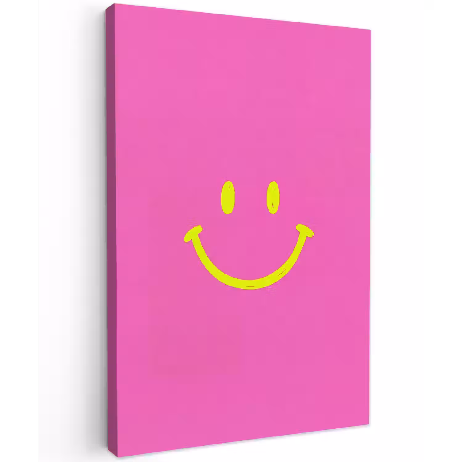 Smiley - Vrolijk - Roze Tuinposter op houten frame 2 cm dik klein -3d