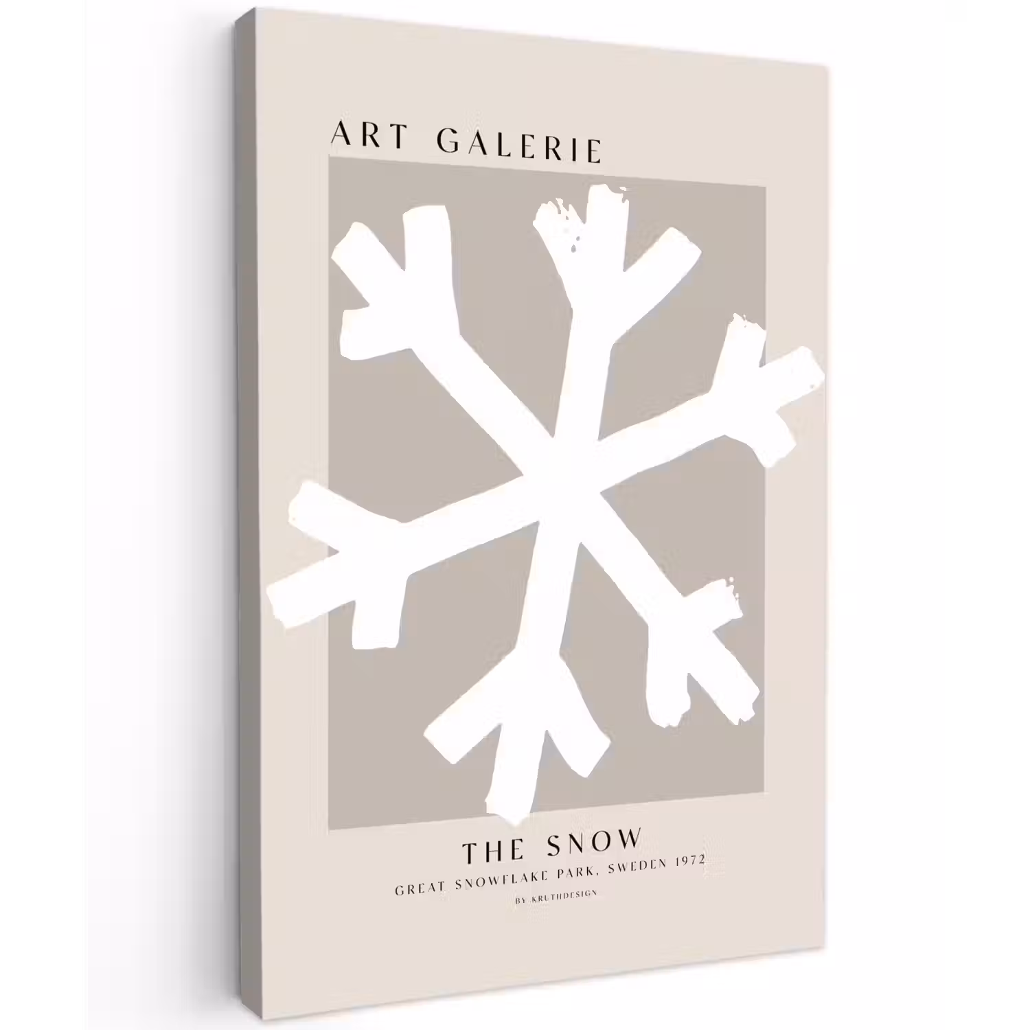 Sneeuwvlok - Wit - Winter - Kerst Tuinposter op houten frame 2 cm dik klein -3d
