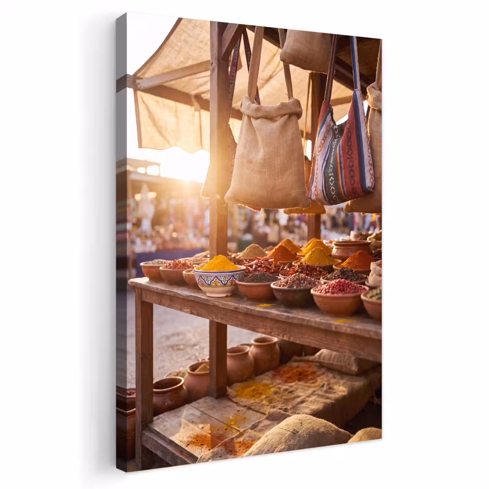 Outdoor Canvas Print - Spices - Market - Colorful - Specerijen - Markt - Kleurrijk Tuinposter op houten frame 2 cm dik klein