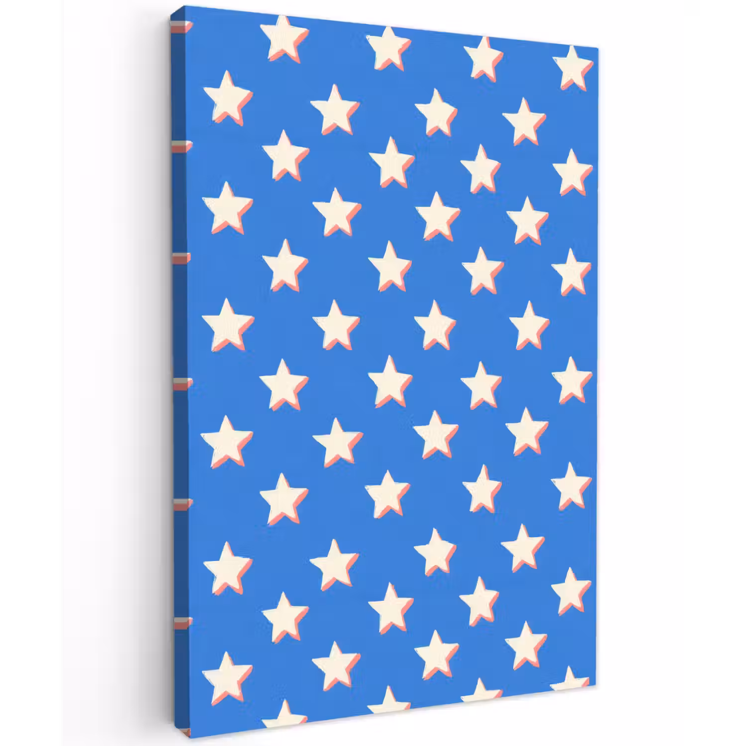 Sterren - Patroon - Blauw Tuinposter op houten frame 2 cm dik klein 841 -3d