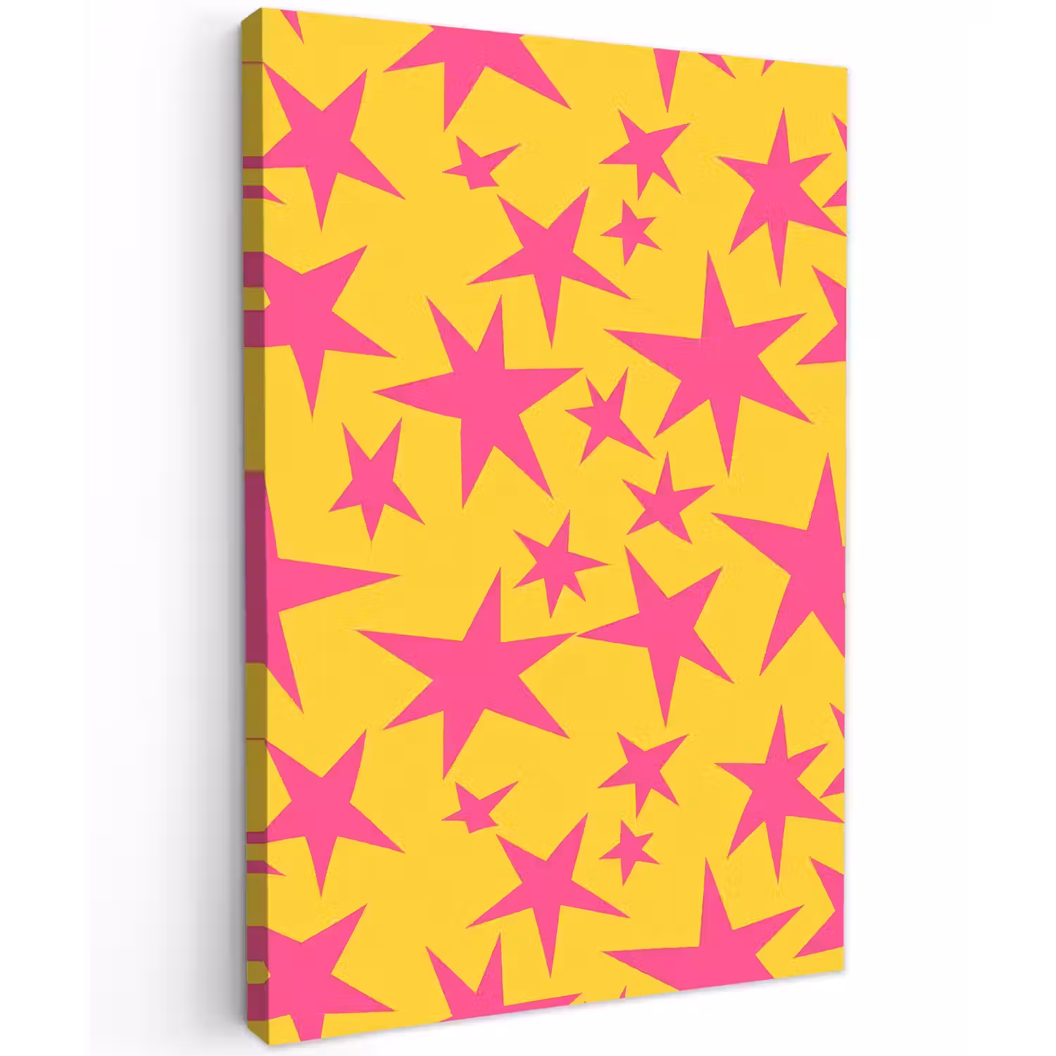 Sterren - Patroon - Roze - Geel Tuinposter op houten frame 2 cm dik klein 841 -3d