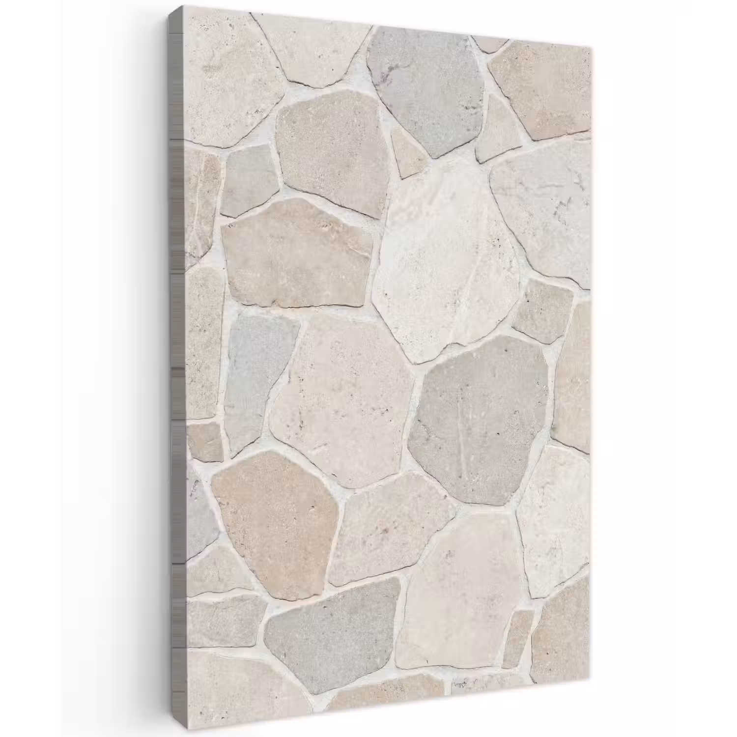 Steen - Patroon - Textuur - Beige Tuinposter op houten frame 2 cm dik klein -3d