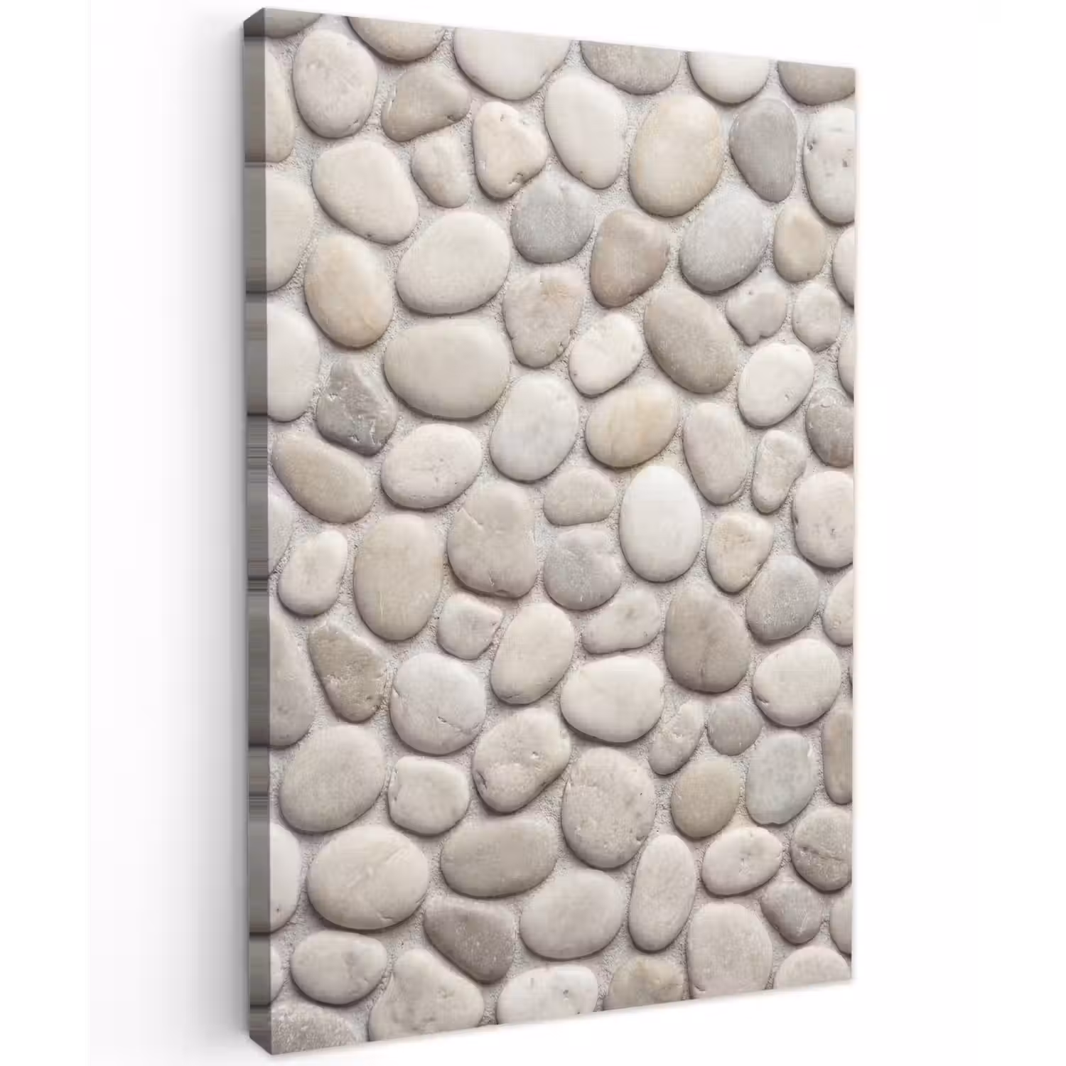 Steen - Kiezel - Natuur - Minimalistisch - Beige Tuinposter op houten frame 2 cm dik klein -3d