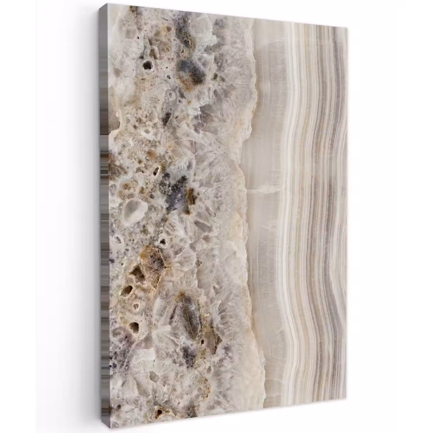 Steen - Textuur - Abstract - Beige - Wit Tuinposter op houten frame 2 cm dik klein -3d