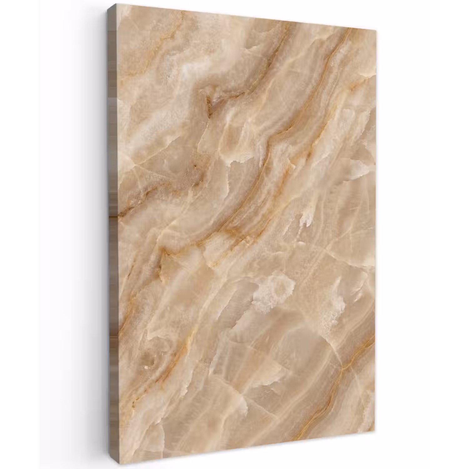 Steen - Ader - Natuur - Modern - Beige Tuinposter op houten frame 2 cm dik klein -3d