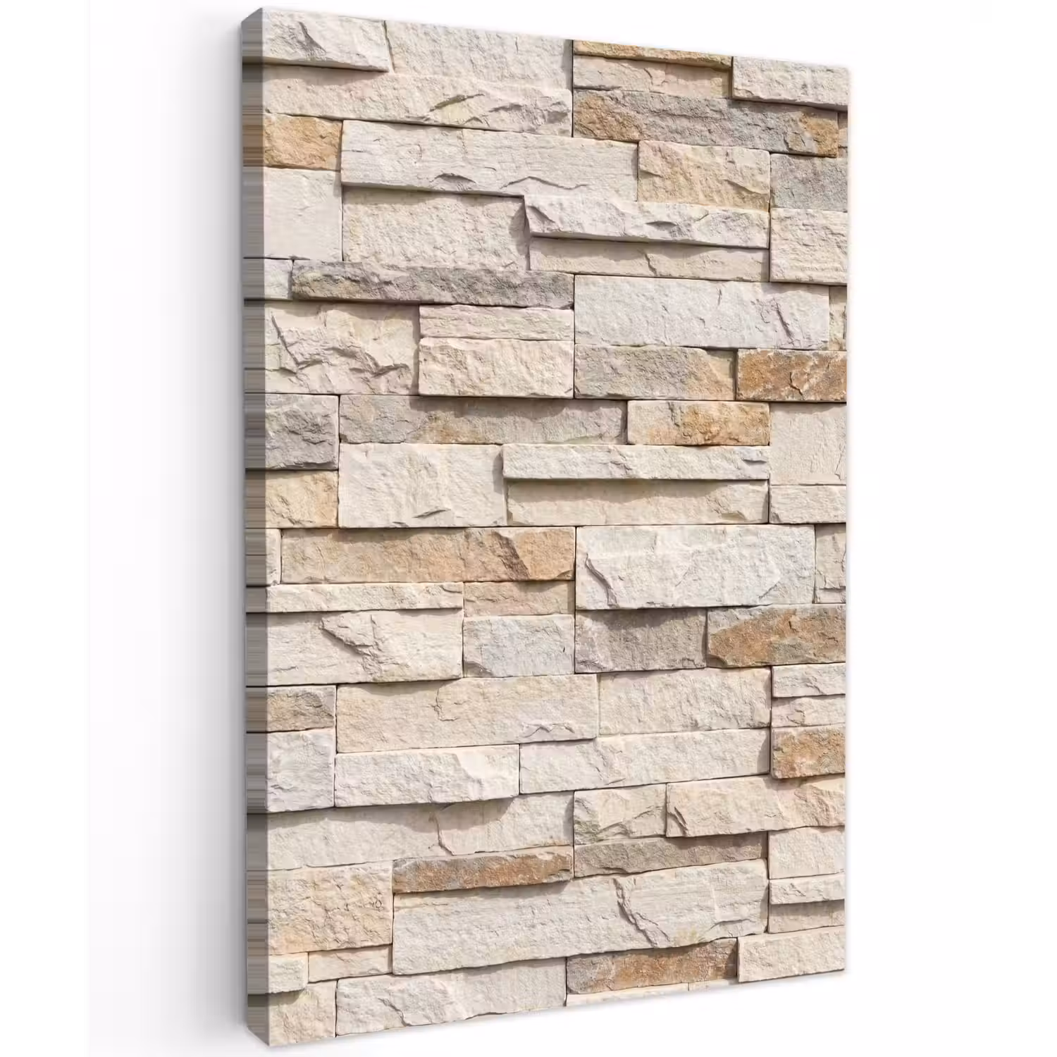 Steen - Muur - Textuur - Rustiek - Beige Tuinposter op houten frame 2 cm dik klein -3d
