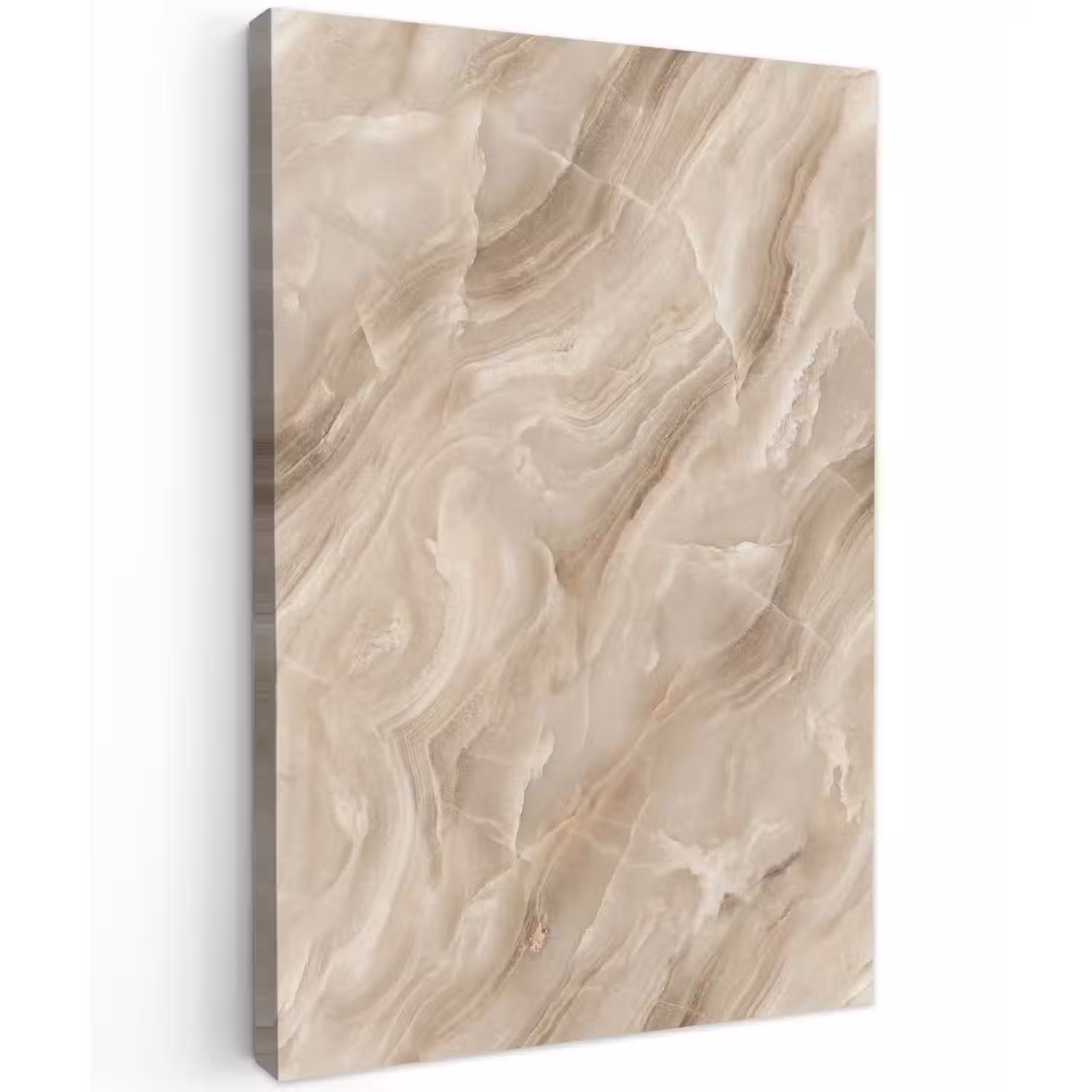Steen - Golvend - Abstract - Beige Tuinposter op houten frame 2 cm dik klein -3d