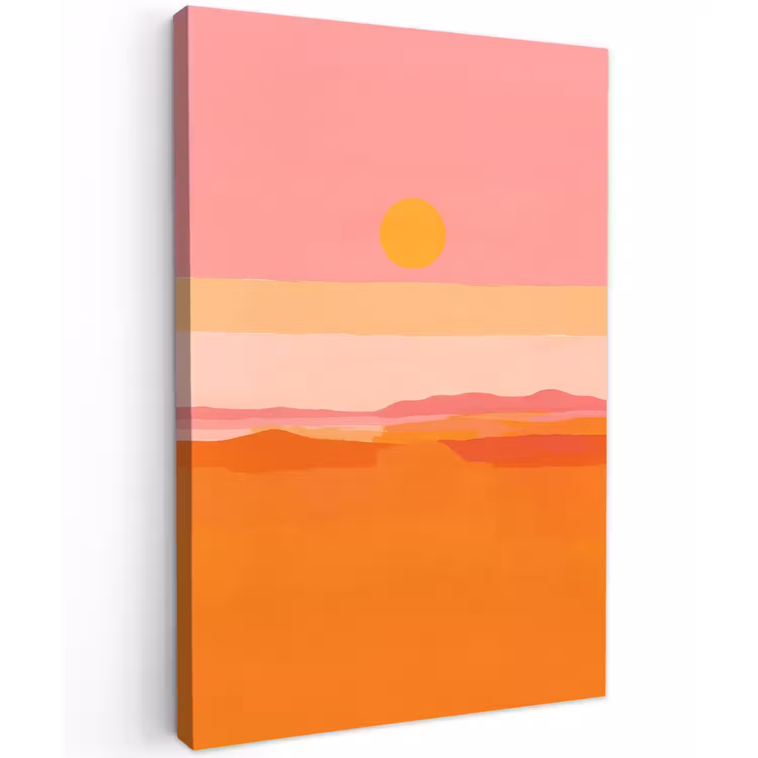 Zon - Abstract - Landschap - Oranje Tuinposter op houten frame 2 cm dik klein -3d