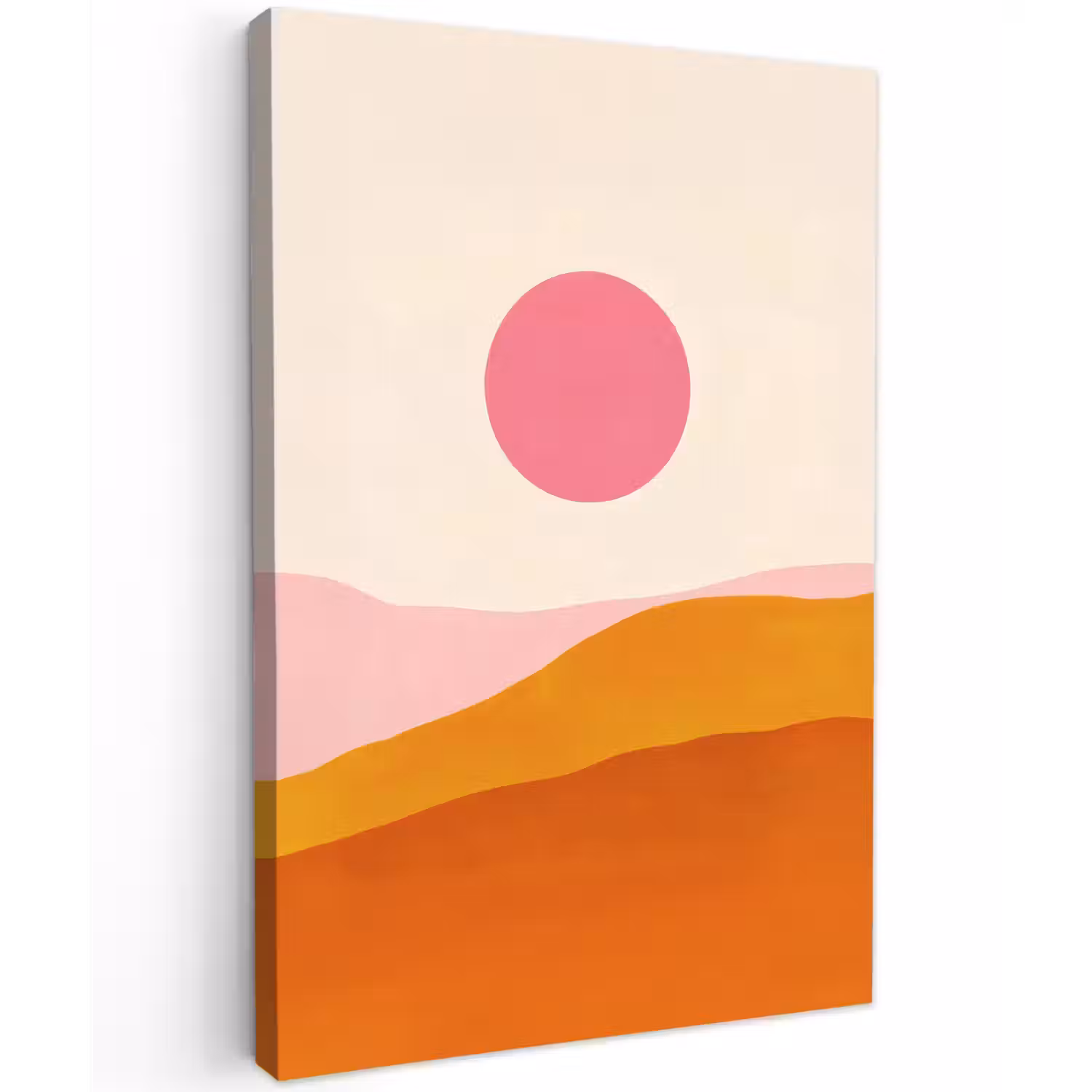 Zon - Heuvels - Abstract - Roze Tuinposter op houten frame 2 cm dik klein -3d