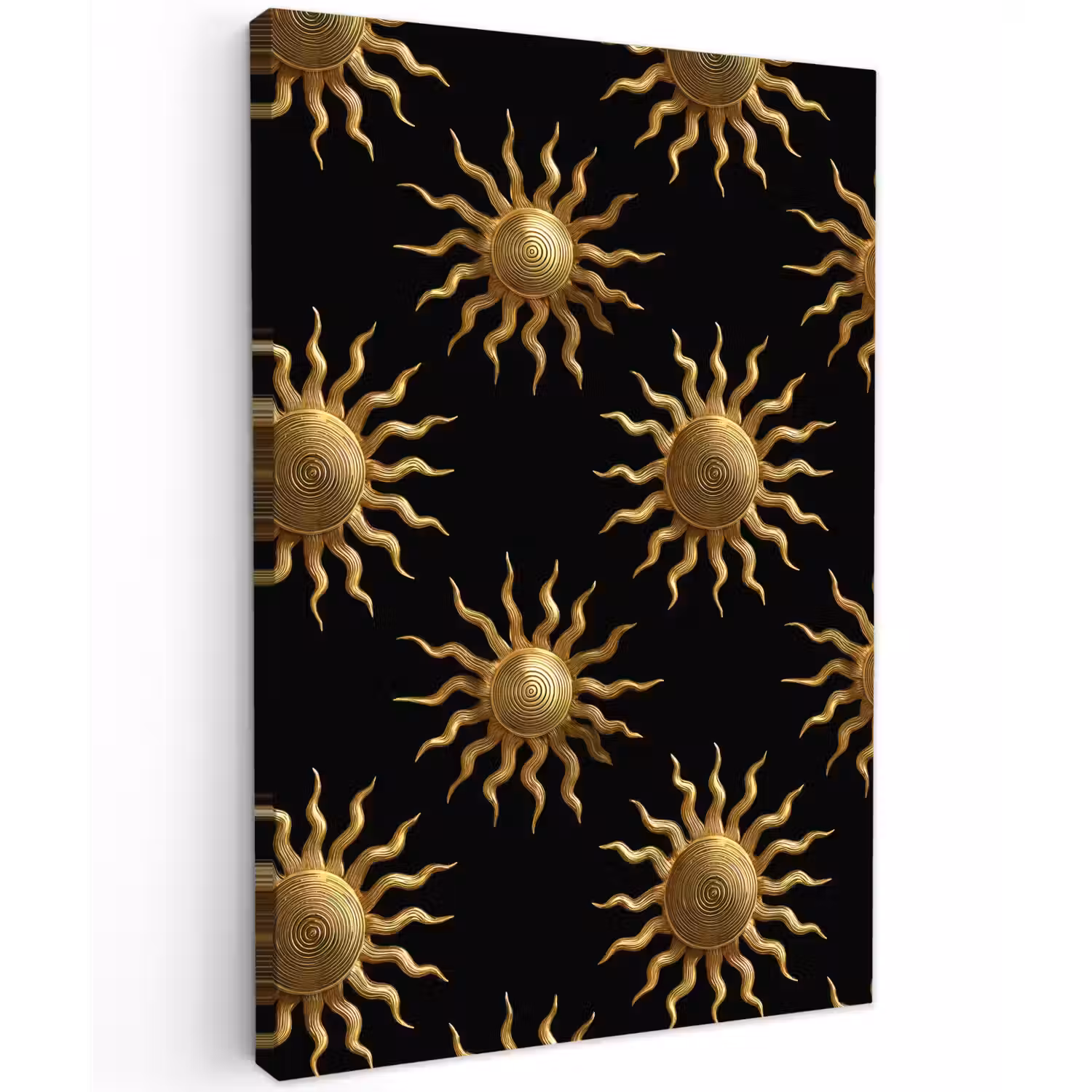Zon - Patroon - Luxe - Goud - Zwart Tuinposter op houten frame 2 cm dik klein 841 -3d
