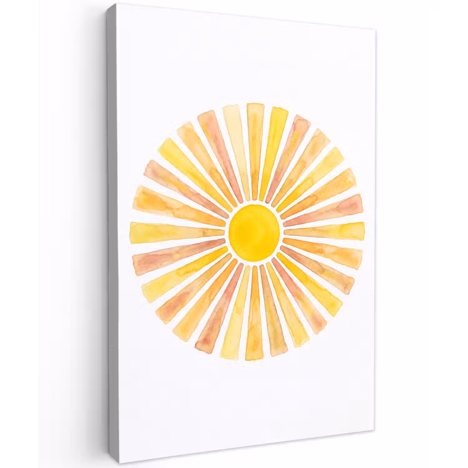 Zon - Stralen - Aquarel - Geel - Abstract Tuinposter op houten frame 2 cm dik klein -3d