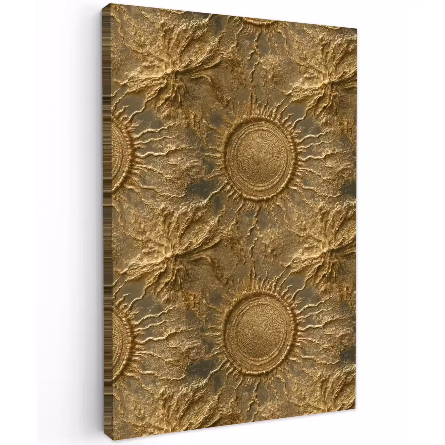 Zon - Reliëf - Antiek - Goud Tuinposter op houten frame 2 cm dik klein 841 -3d