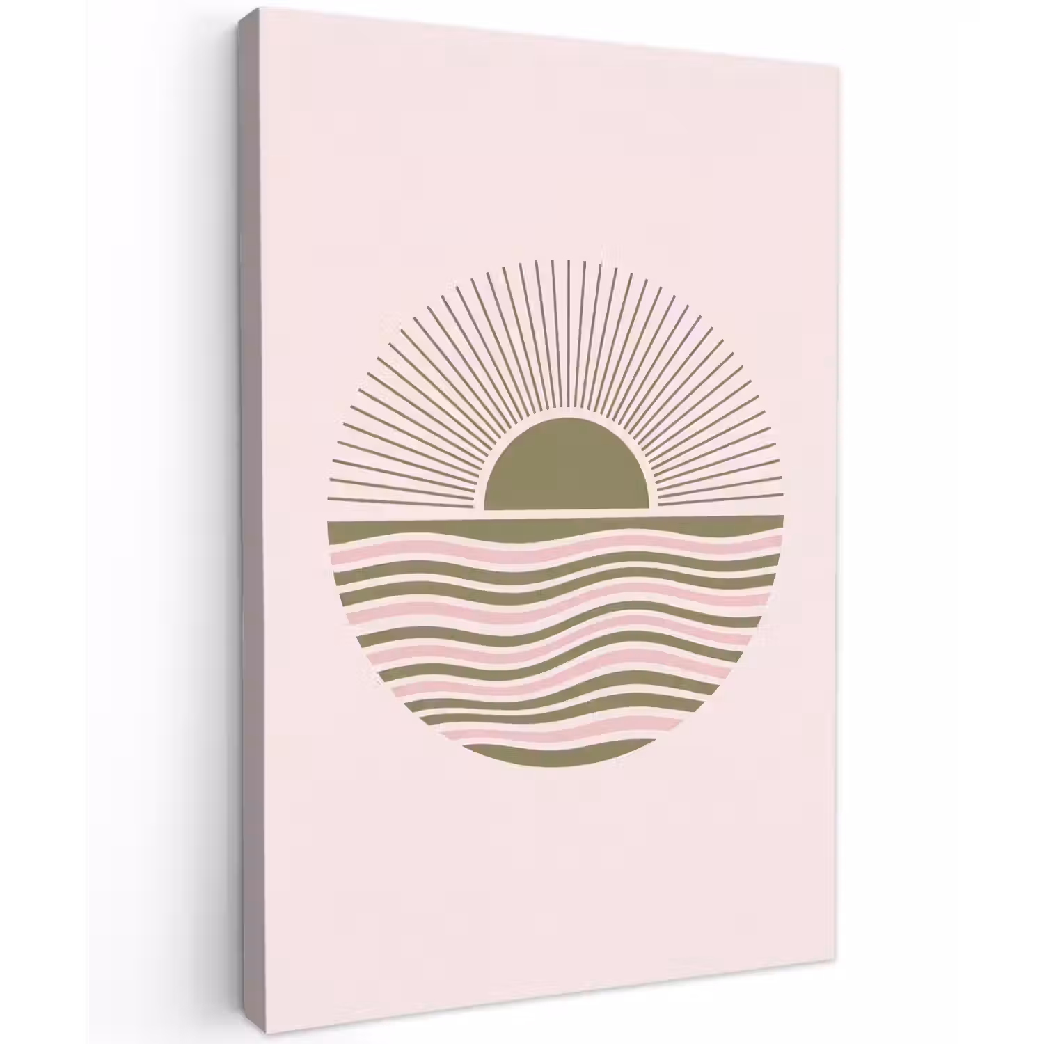 Zon - Zee - Abstract - Modern - Roze Tuinposter op houten frame 2 cm dik klein -3d