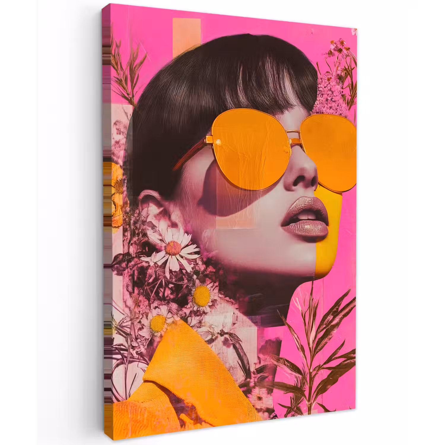 Zonnebril - Oranje - Vrouw - Planten Tuinposter op houten frame 2 cm dik klein -3d