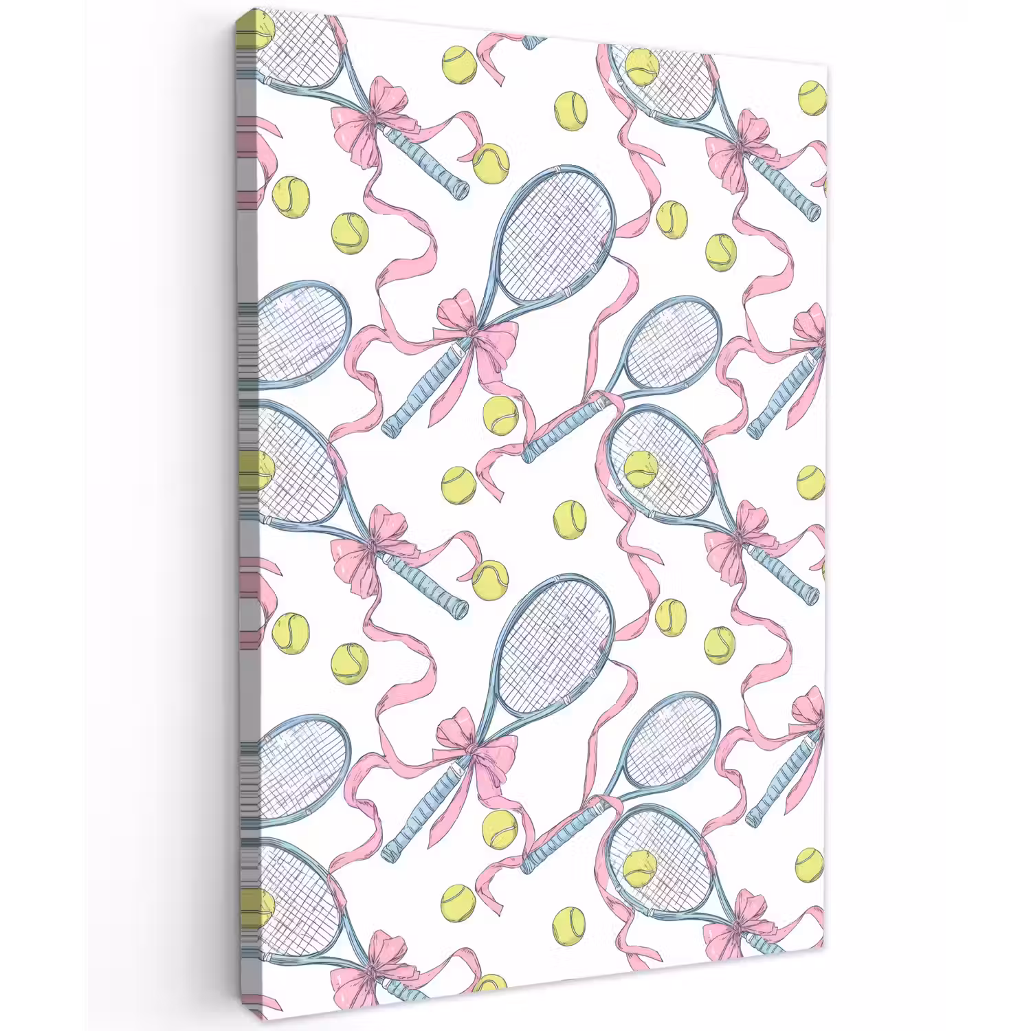 Tennis - Strikken - Kleurrijk Tuinposter op houten frame 2 cm dik klein 841 -3d