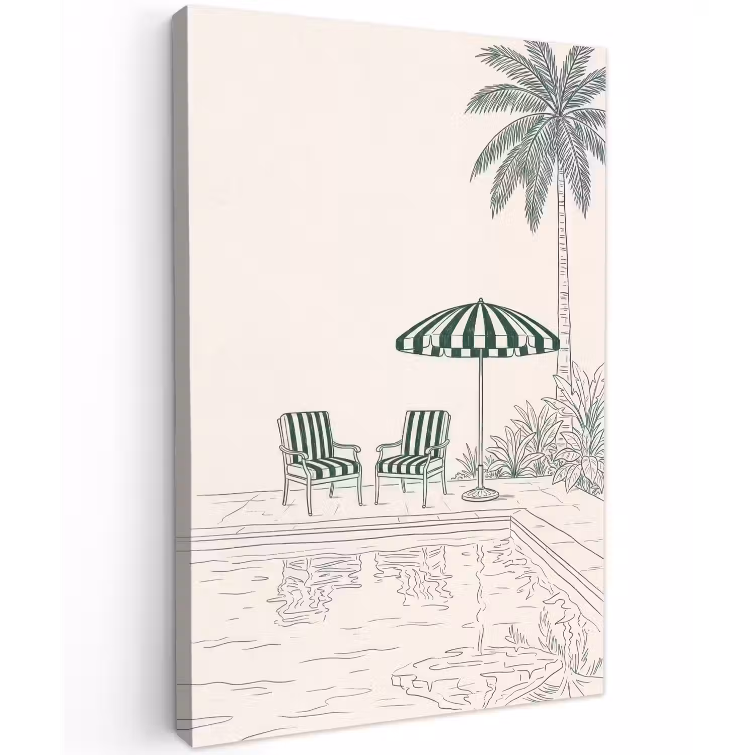 Terras - Illustratie - Groen Tuinposter op houten frame 2 cm dik klein -3d