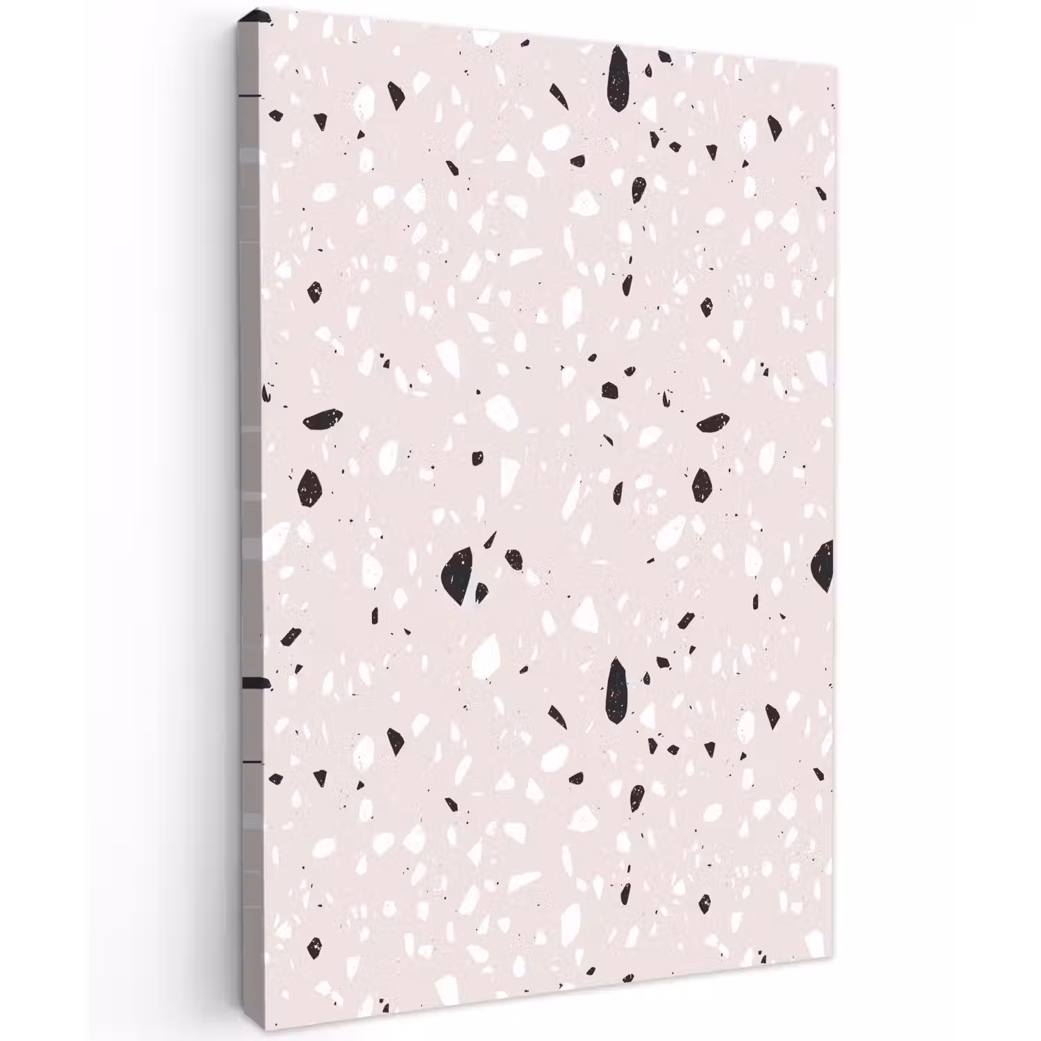 Terrazzo - Patroon - Zacht - Zwart - Wit Tuinposter op houten frame 2 cm dik klein 841 -3d