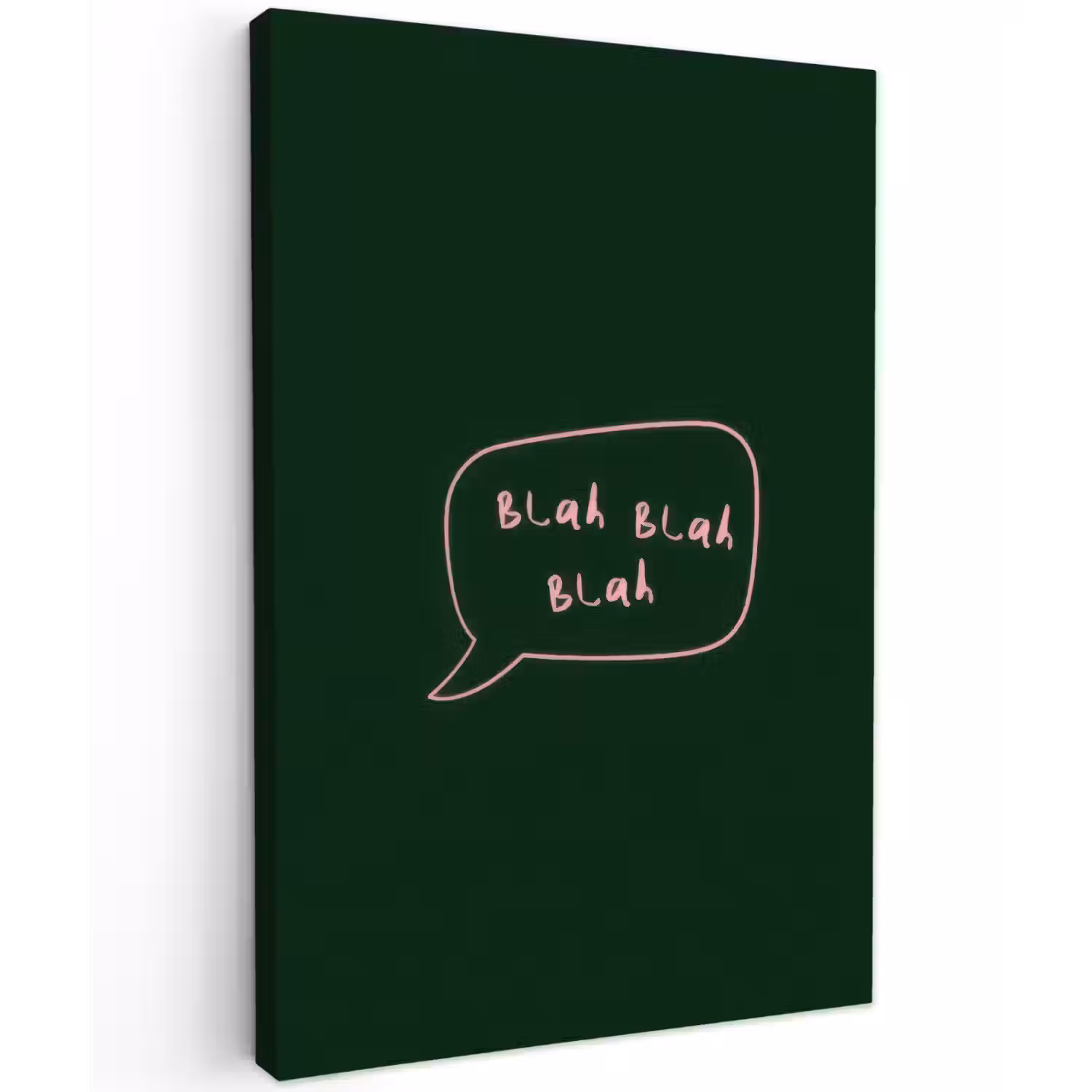 Tekstwolkje - Donkergroen - BLAH BLAH BLAH Tuinposter op houten frame 2 cm dik klein -3d