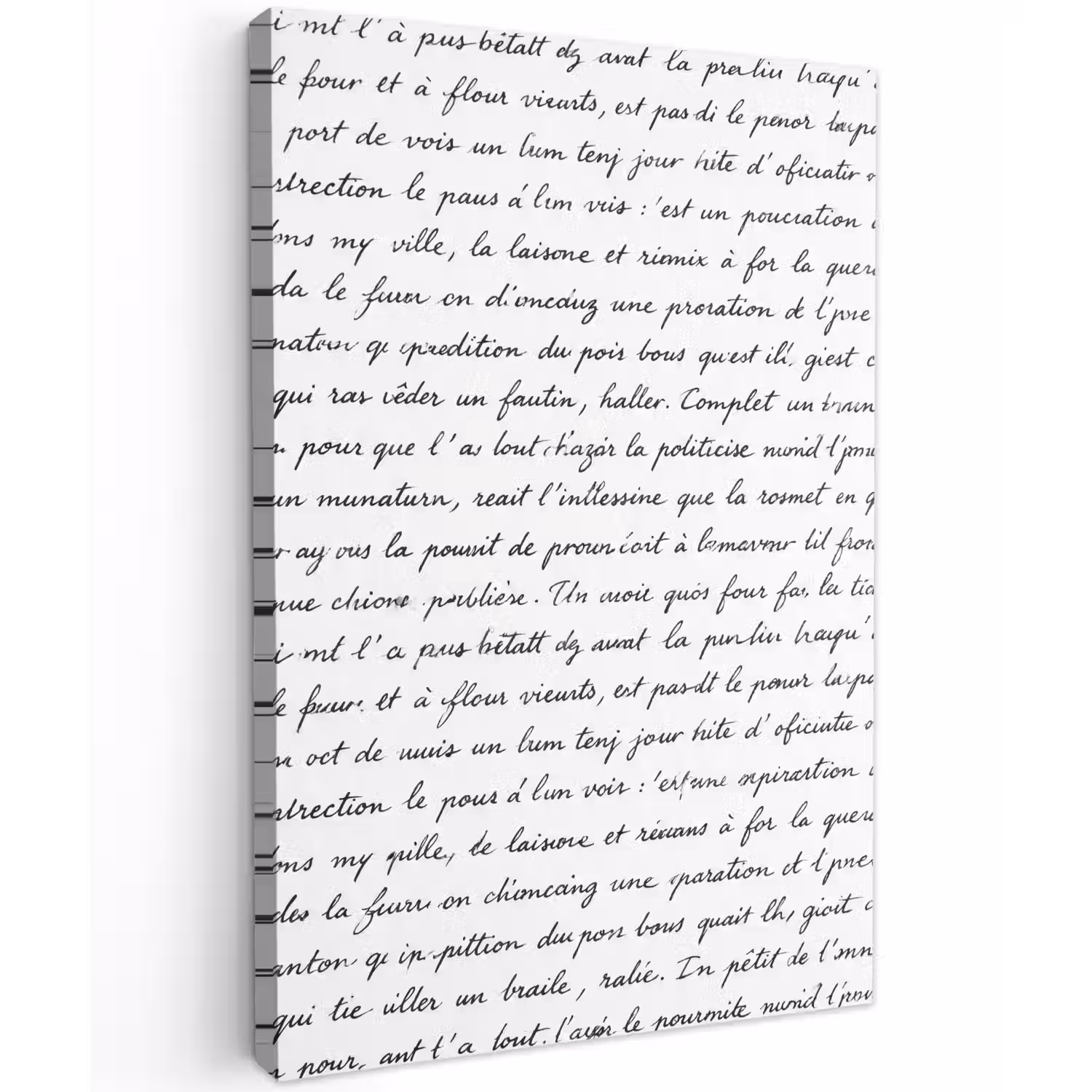 Tekst - Handschrift - Klassiek - ZwartWit Tuinposter op houten frame 2 cm dik klein -3d