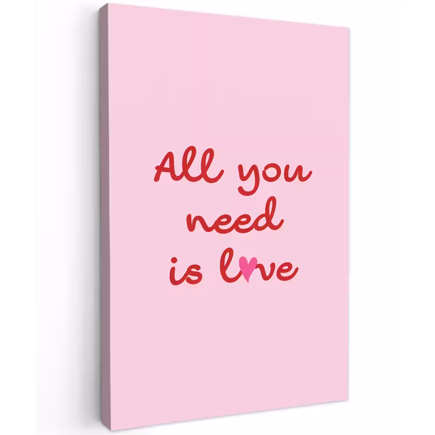 Tekst - Roze - Love - Hart Tuinposter op houten frame 2 cm dik klein -3d