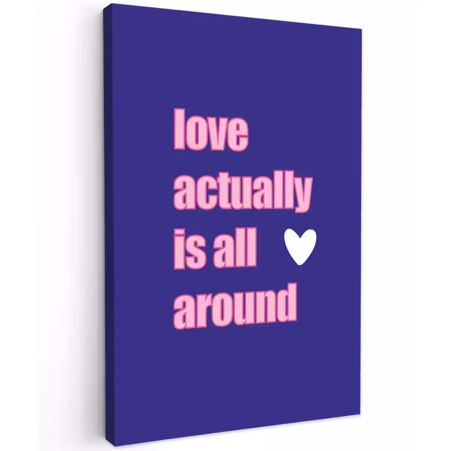 Tekst - Valentijn - Love - Blauw Tuinposter op houten frame 2 cm dik klein -3d