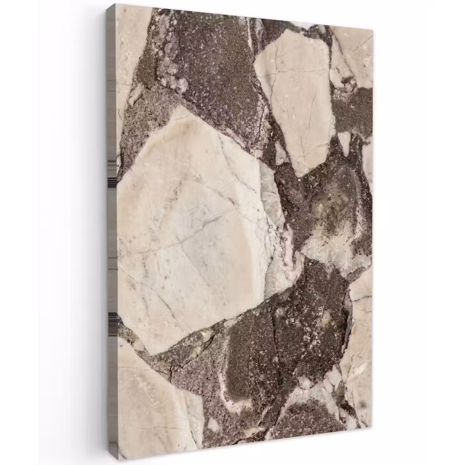 Textuur - Marmer - Abstract - Beige - Bruin Tuinposter op houten frame 2 cm dik klein -3d