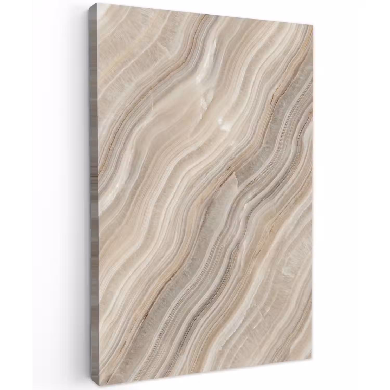 Textuur - Golvend - Abstract - Modern - Beige Tuinposter op houten frame 2 cm dik klein -3d