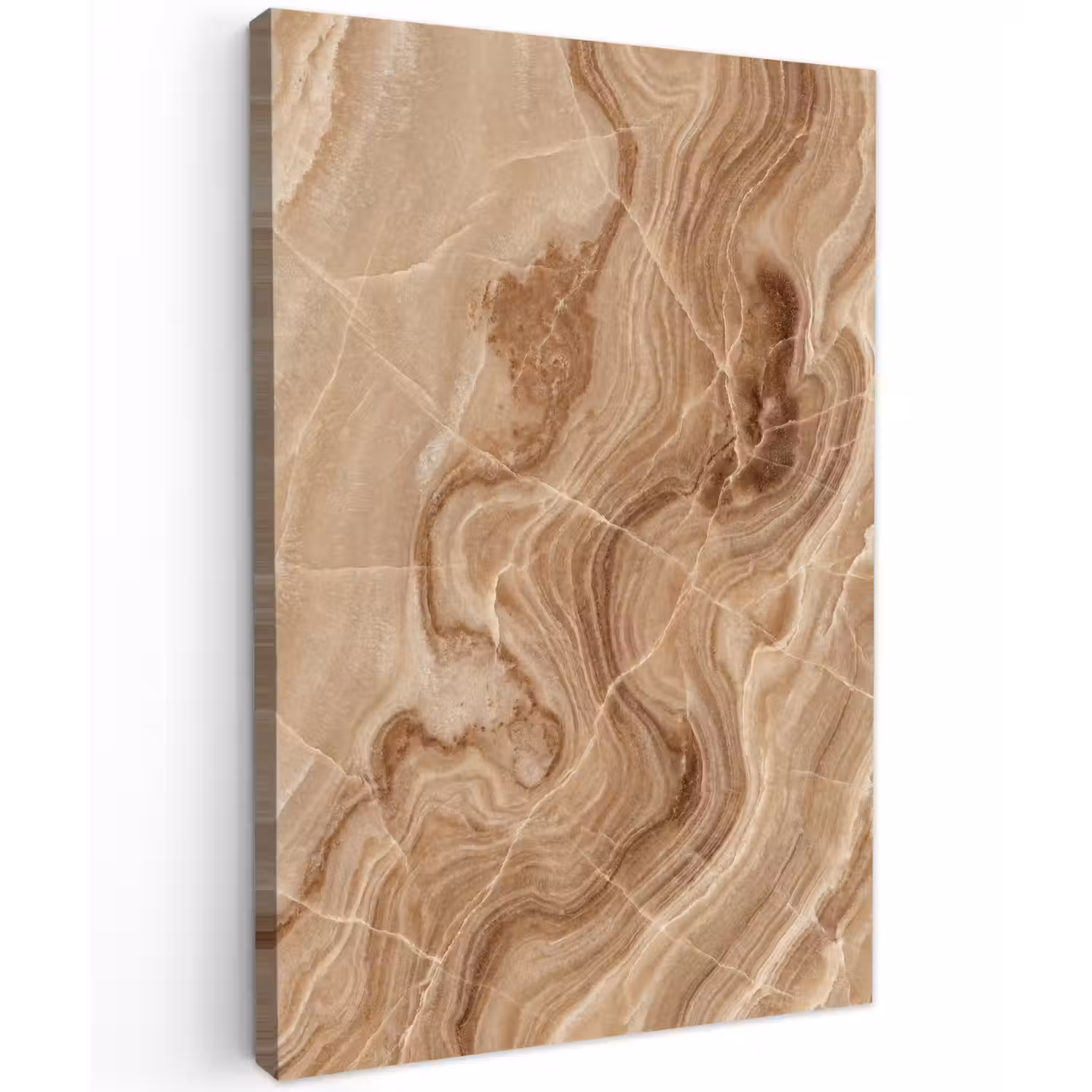 Textuur - Golvend - Abstract - Warm - Bruin Tuinposter op houten frame 2 cm dik klein -3d