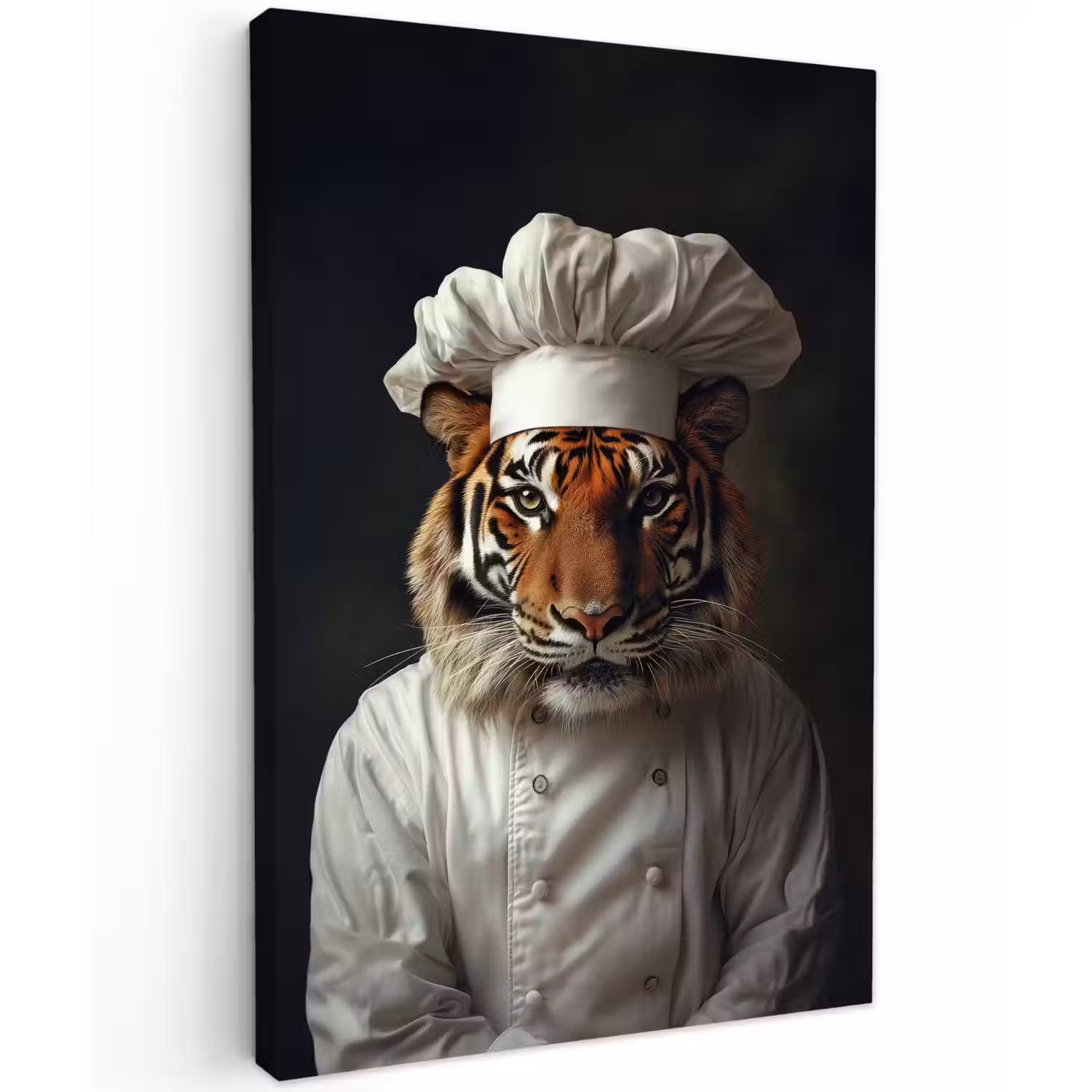 Tijger - Kokskleding - Bruin Tuinposter op houten frame 2 cm dik klein -3d