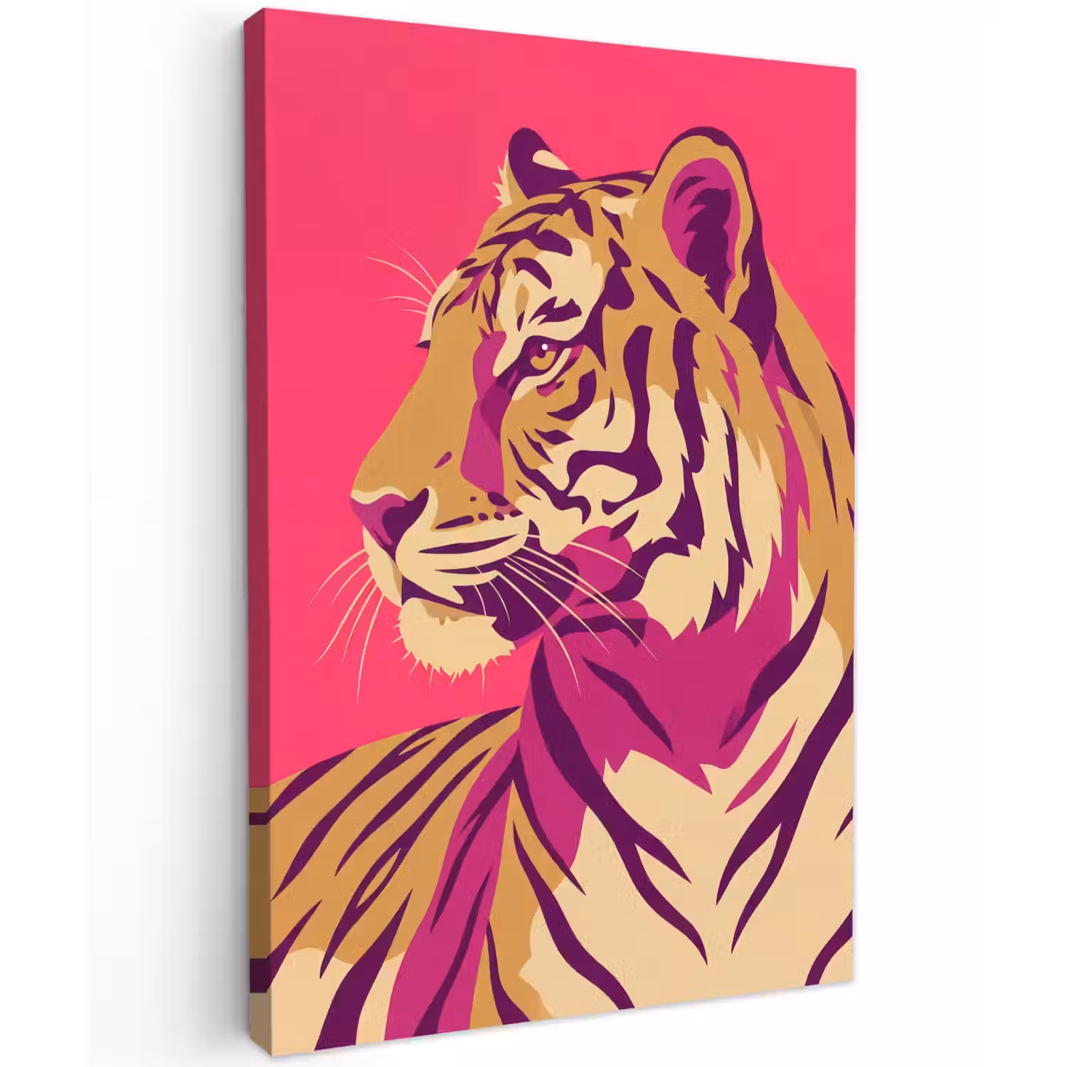 Tijger - Modern - Neon Tuinposter op houten frame 2 cm dik klein -3d