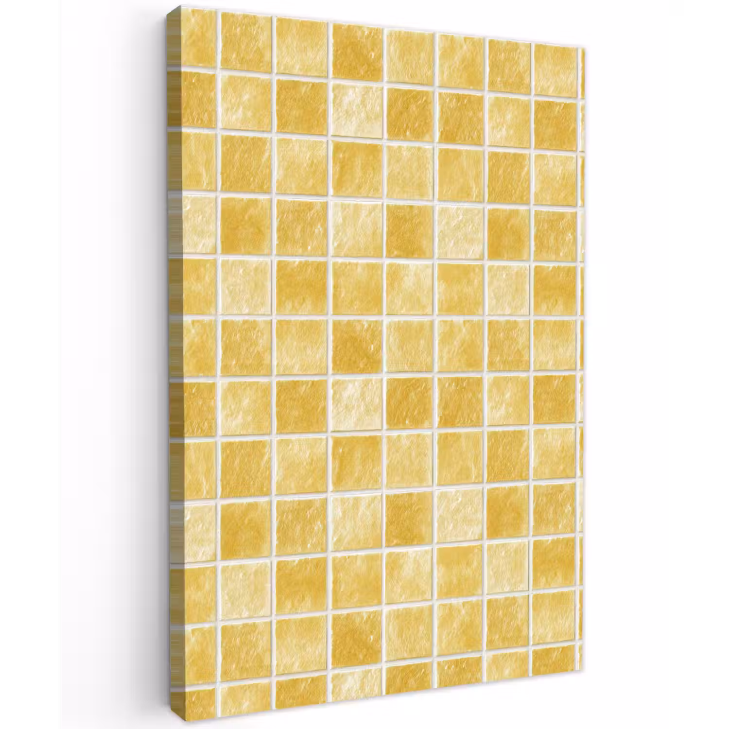 Tegels - Mozaïek - Textuur - Goudgeel Tuinposter op houten frame 2 cm dik klein 841 -3d