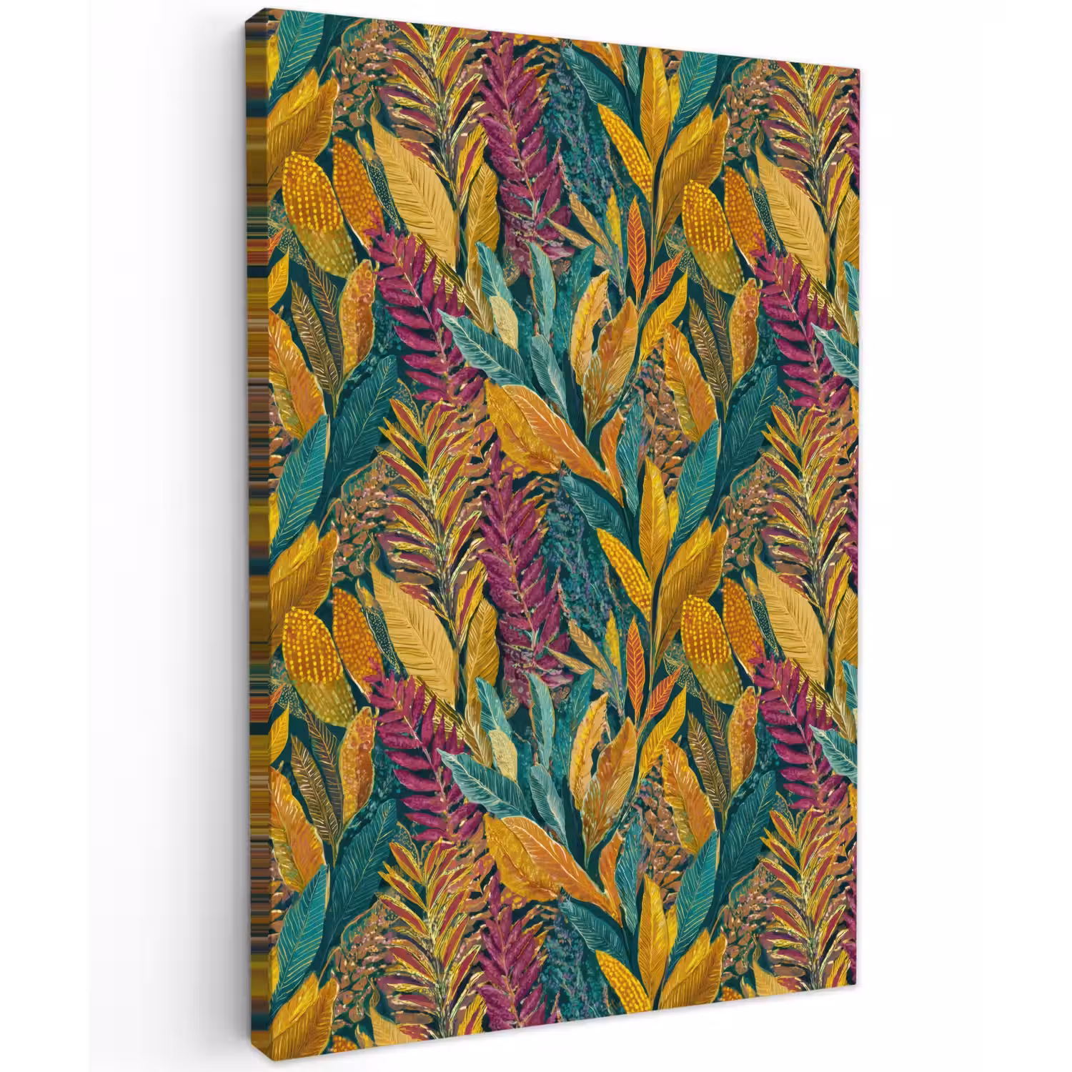 Tropische - Botanisch - Patroon - Kleurrijk - Exotisch Tuinposter op houten frame 2 cm dik klein 841 -3d