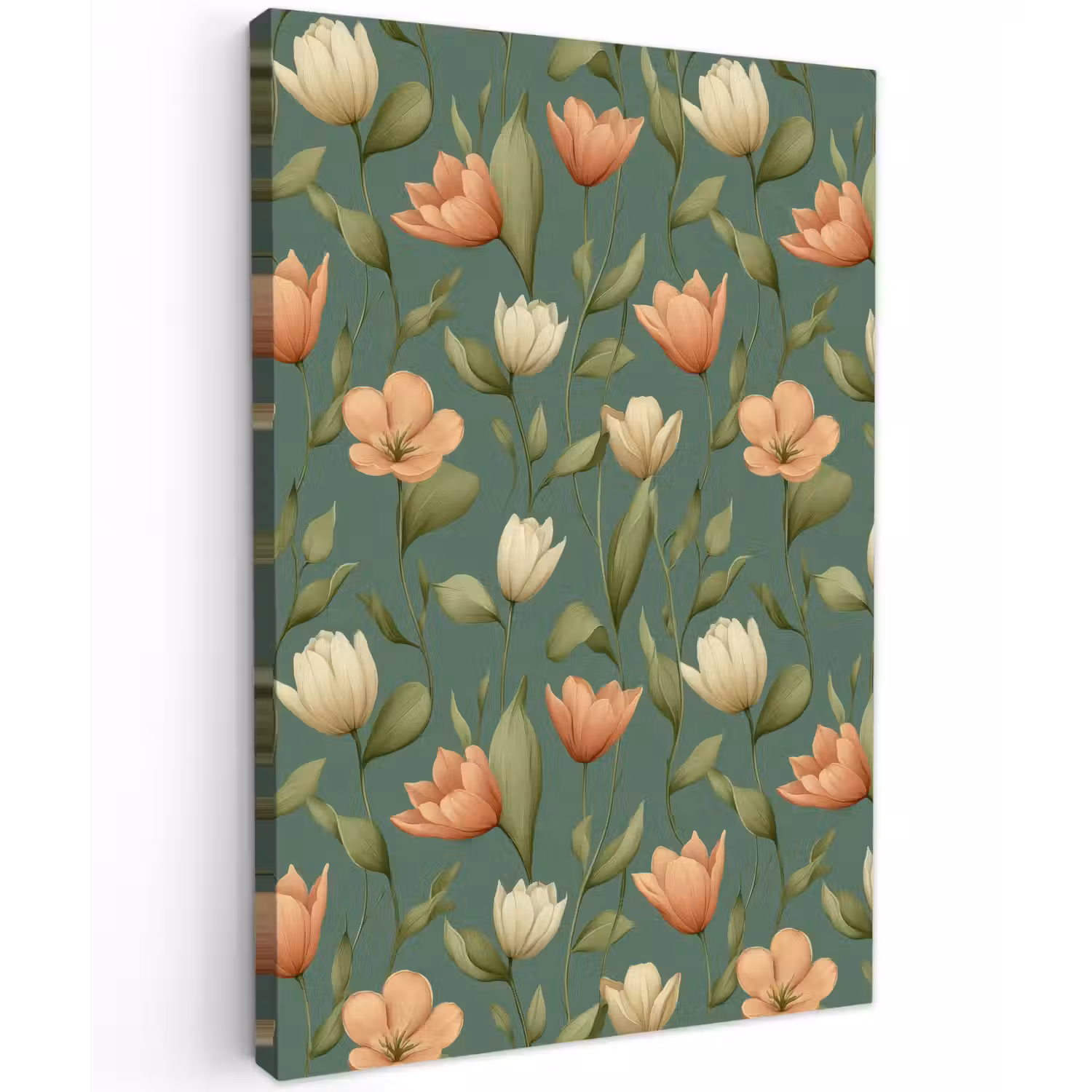 Tulpen - Botanisch - Groen Tuinposter op houten frame 2 cm dik klein 841 -3d