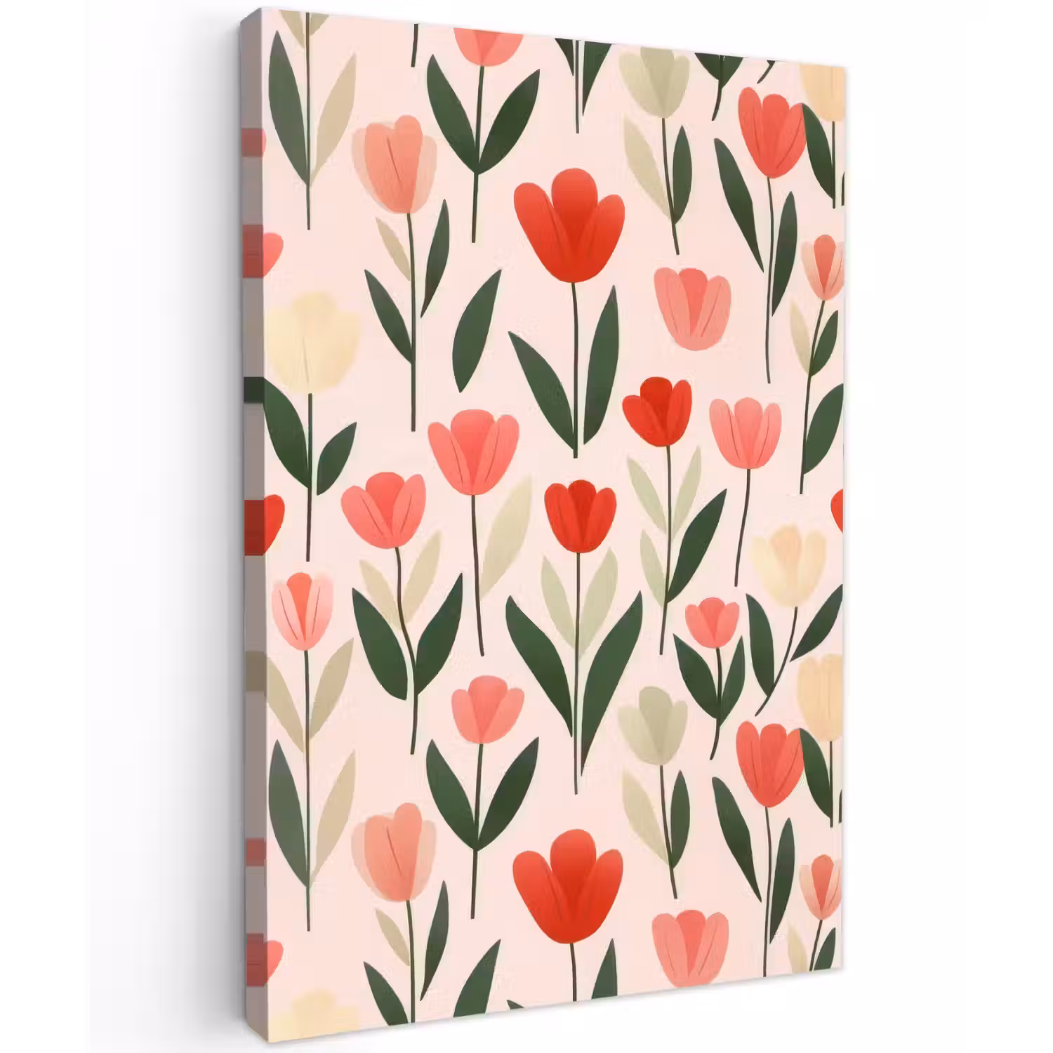 Tulpen - Modern - Roze Tuinposter op houten frame 2 cm dik klein -3d
