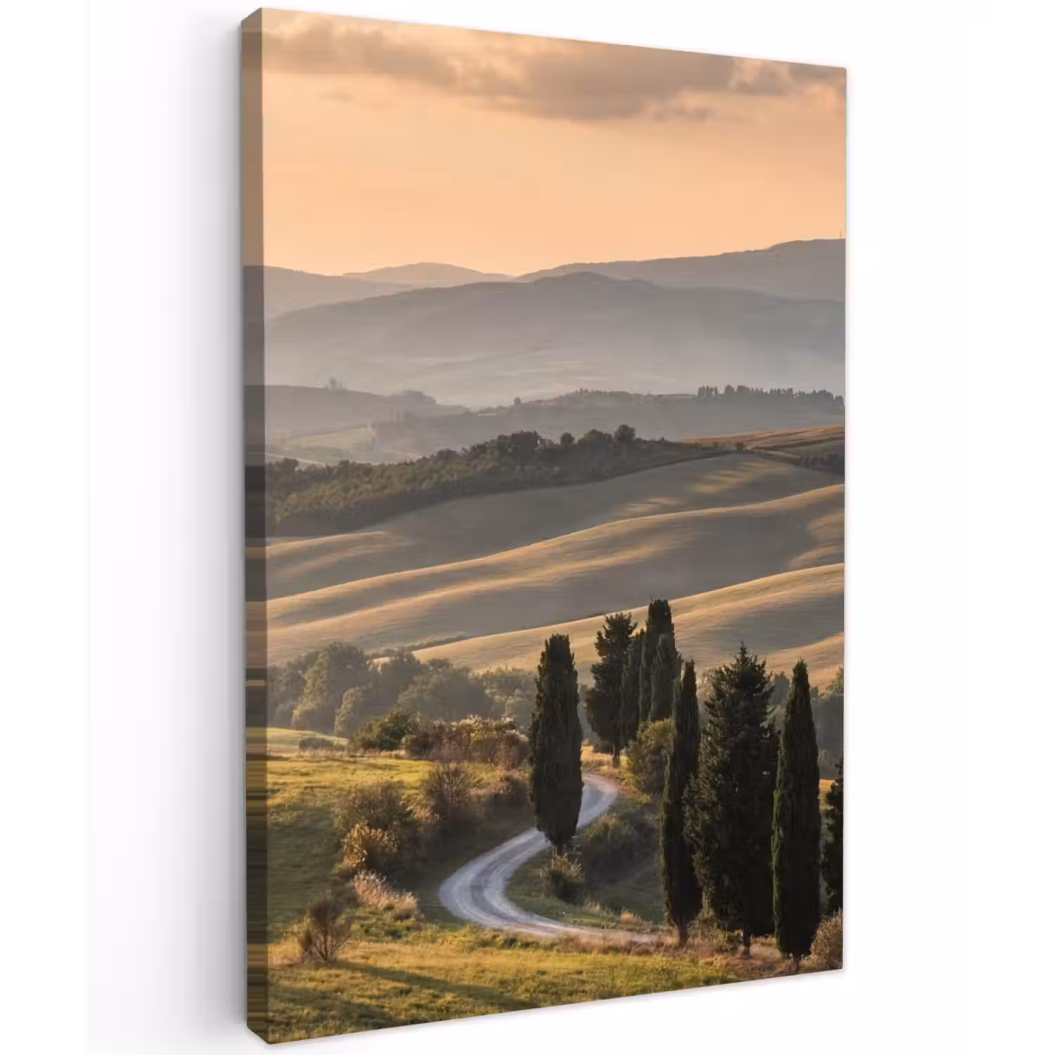 Toscaans - Landschap - Heuvels Tuinposter op houten frame 2 cm dik klein -3d