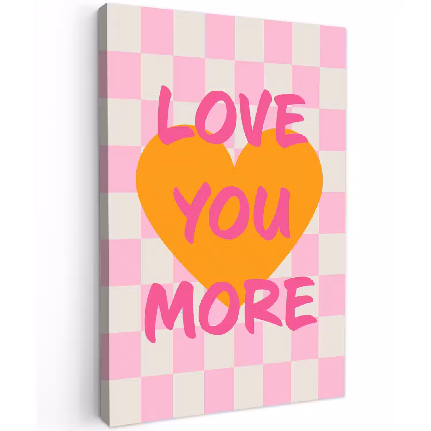 Valentijn - Love - Roze - Oranje Tuinposter op houten frame 2 cm dik klein -3d