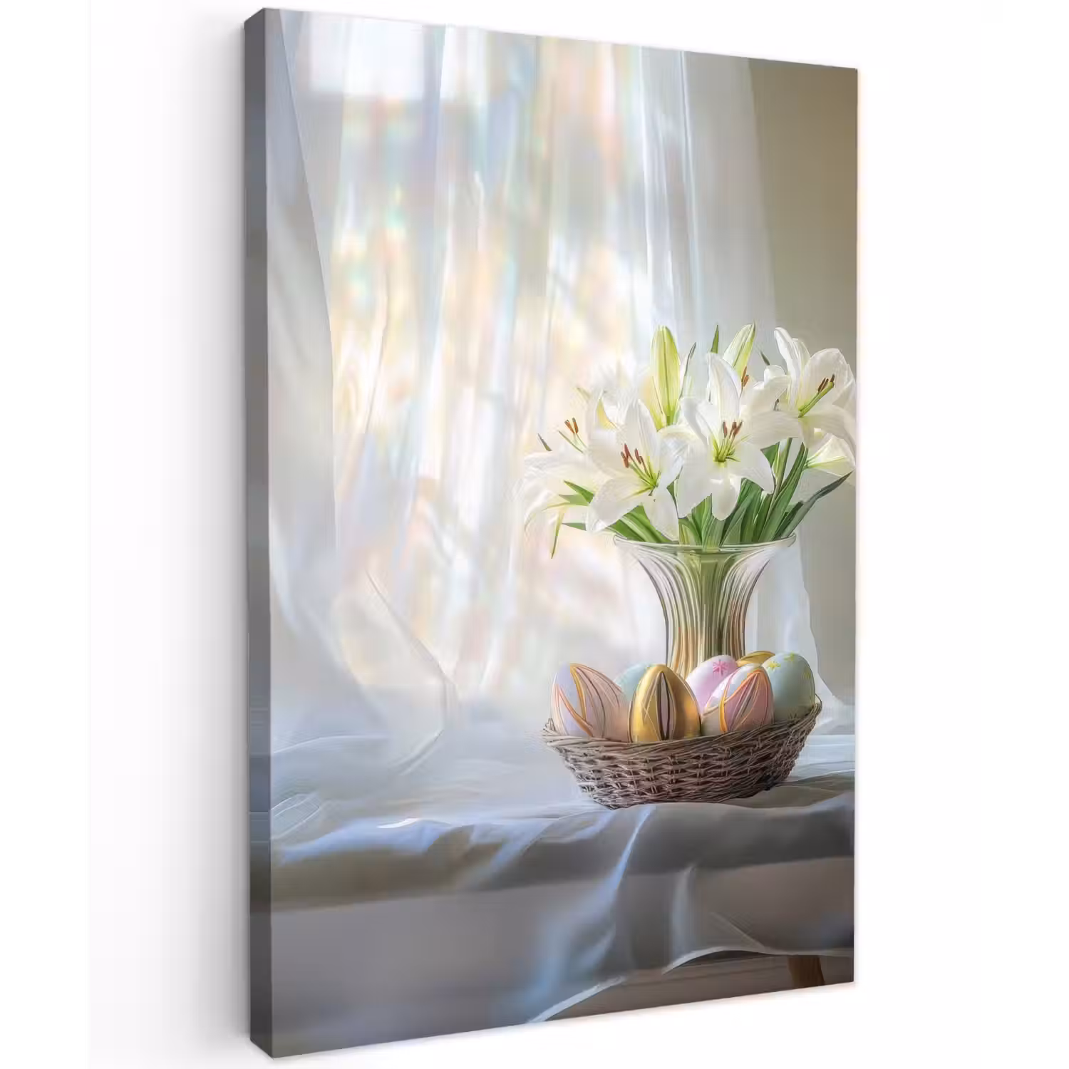 Vaas - Eieren - Bloemen Tuinposter op houten frame 2 cm dik klein -3d