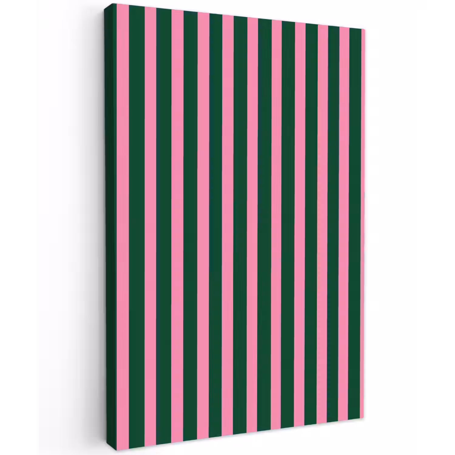Verticale strepen - Groen - Roze Tuinposter op houten frame 2 cm dik klein 841 -3d