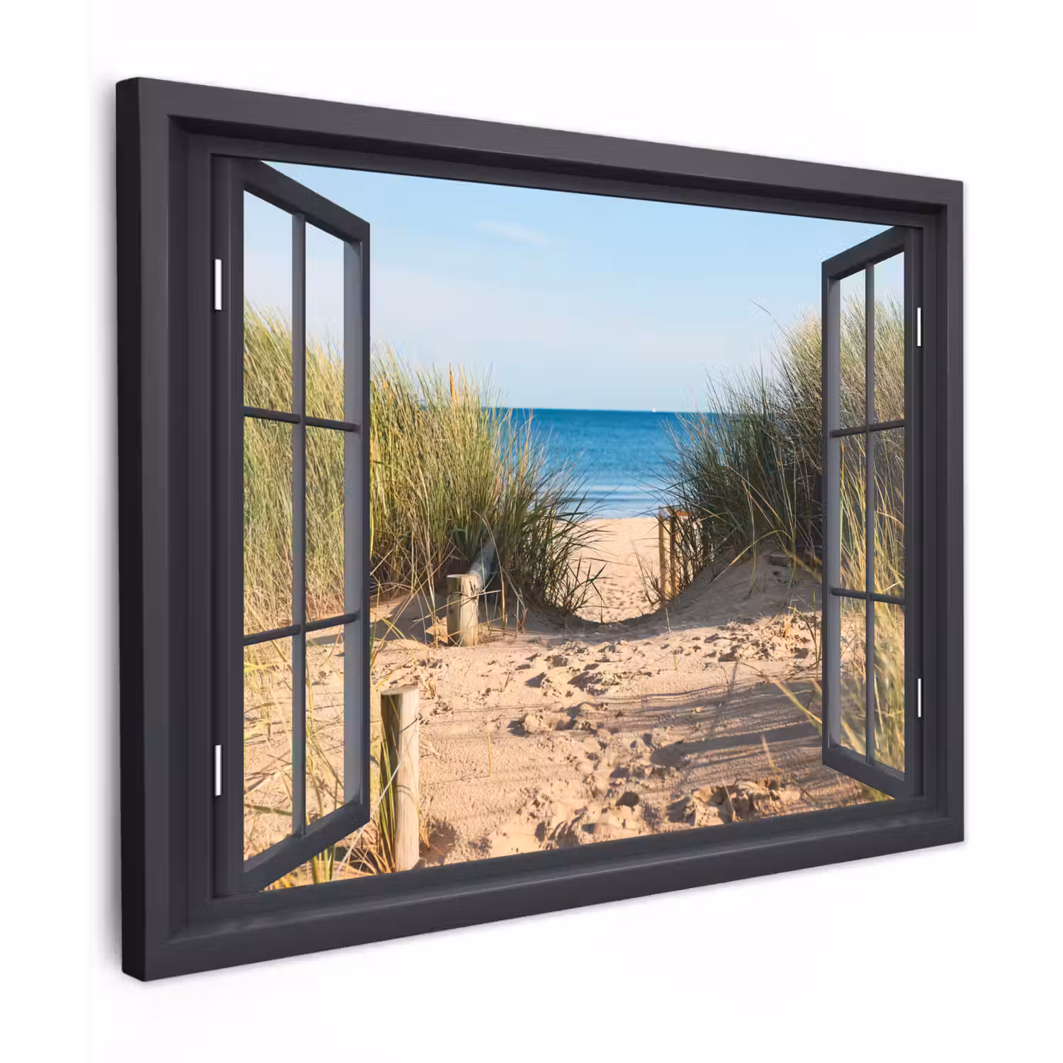 Uitzicht op Strand Tuinposter op houten frame 2 cm dik klein -3d