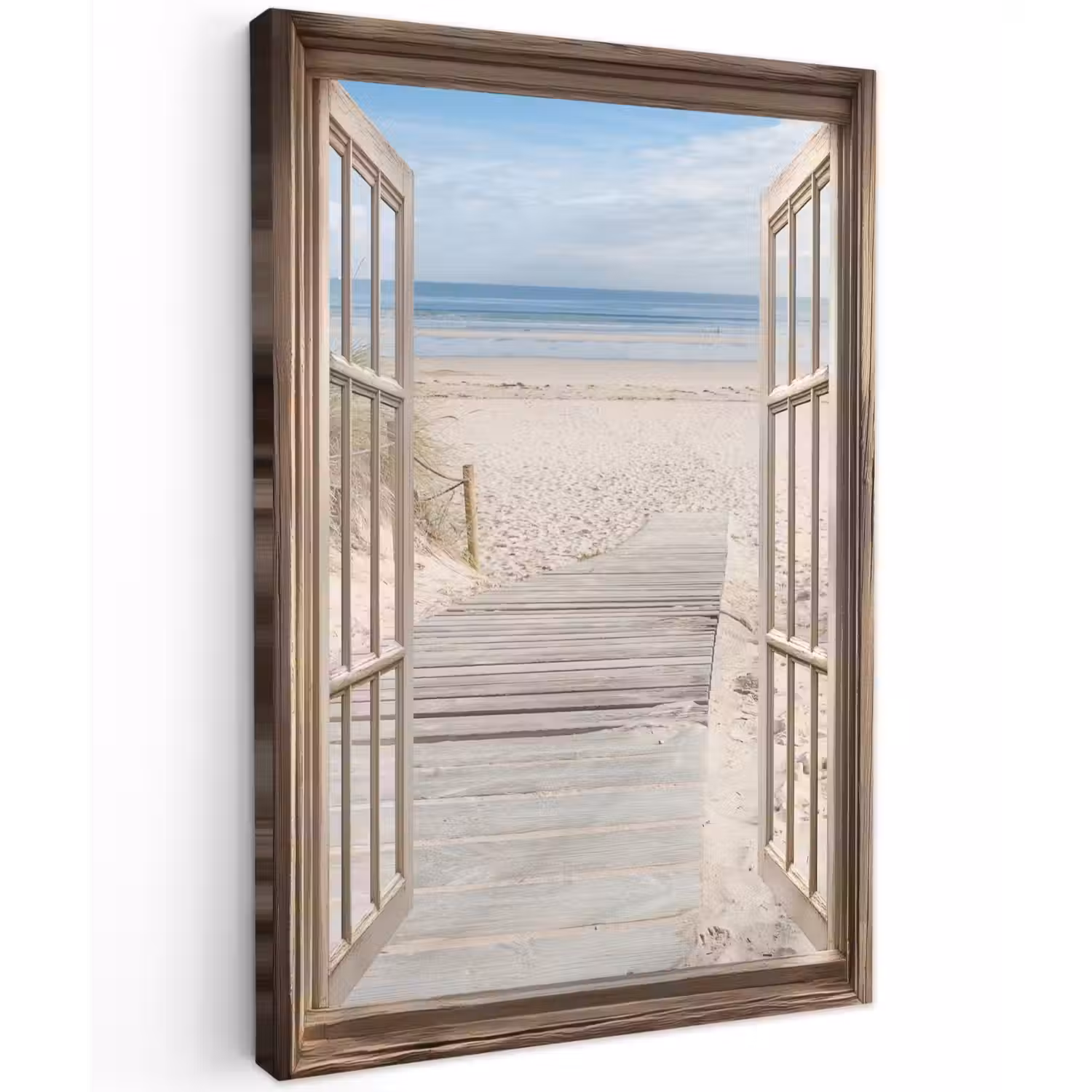 Doorkijk - Strand - Duinen - Pad - Landschap Tuinposter op houten frame 2 cm dik klein -3d