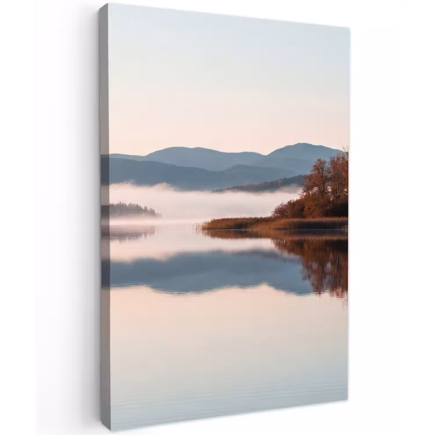 Water - Bomen - Mistlaag Tuinposter op houten frame 2 cm dik klein -3d